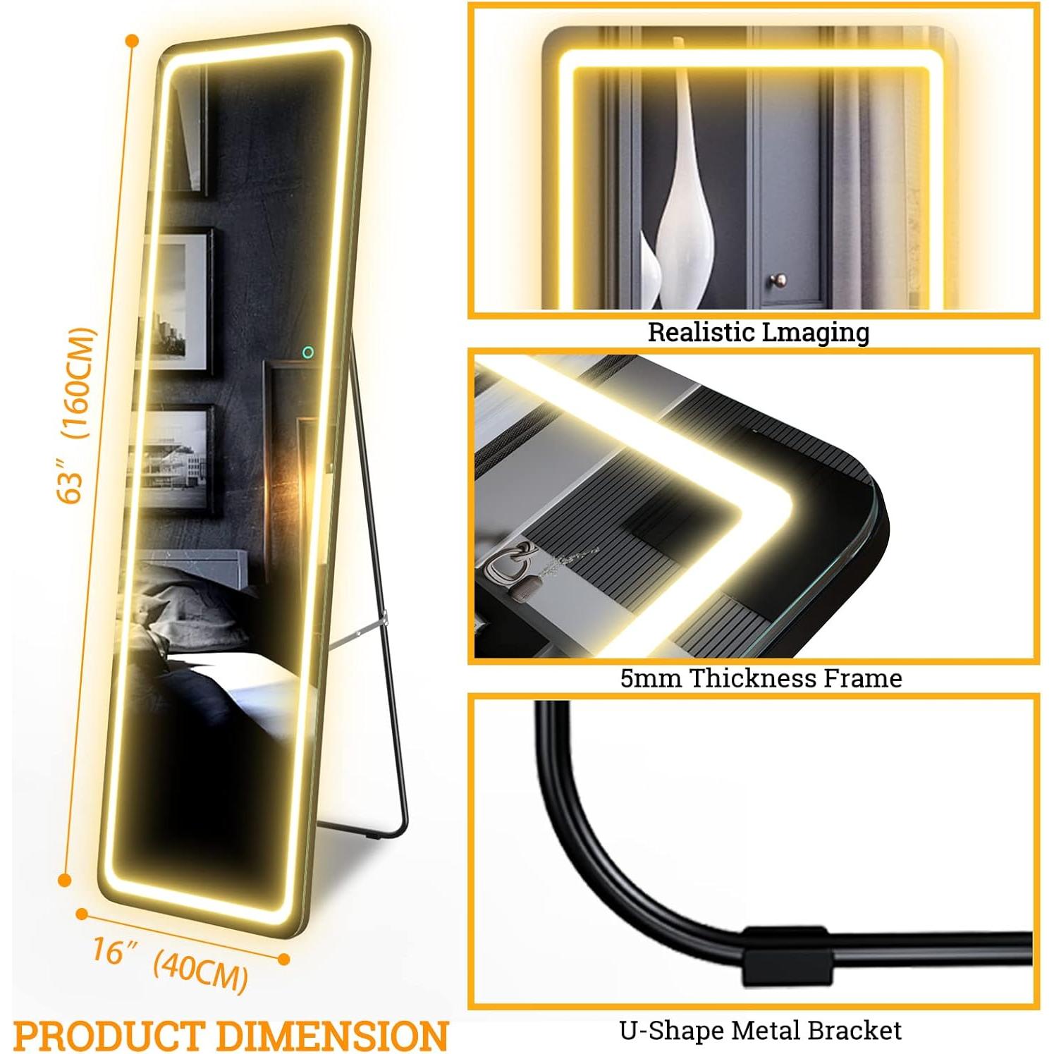 Espejo de Cuerpo Completo LVZORY con Luces LED 160x40.6 cm