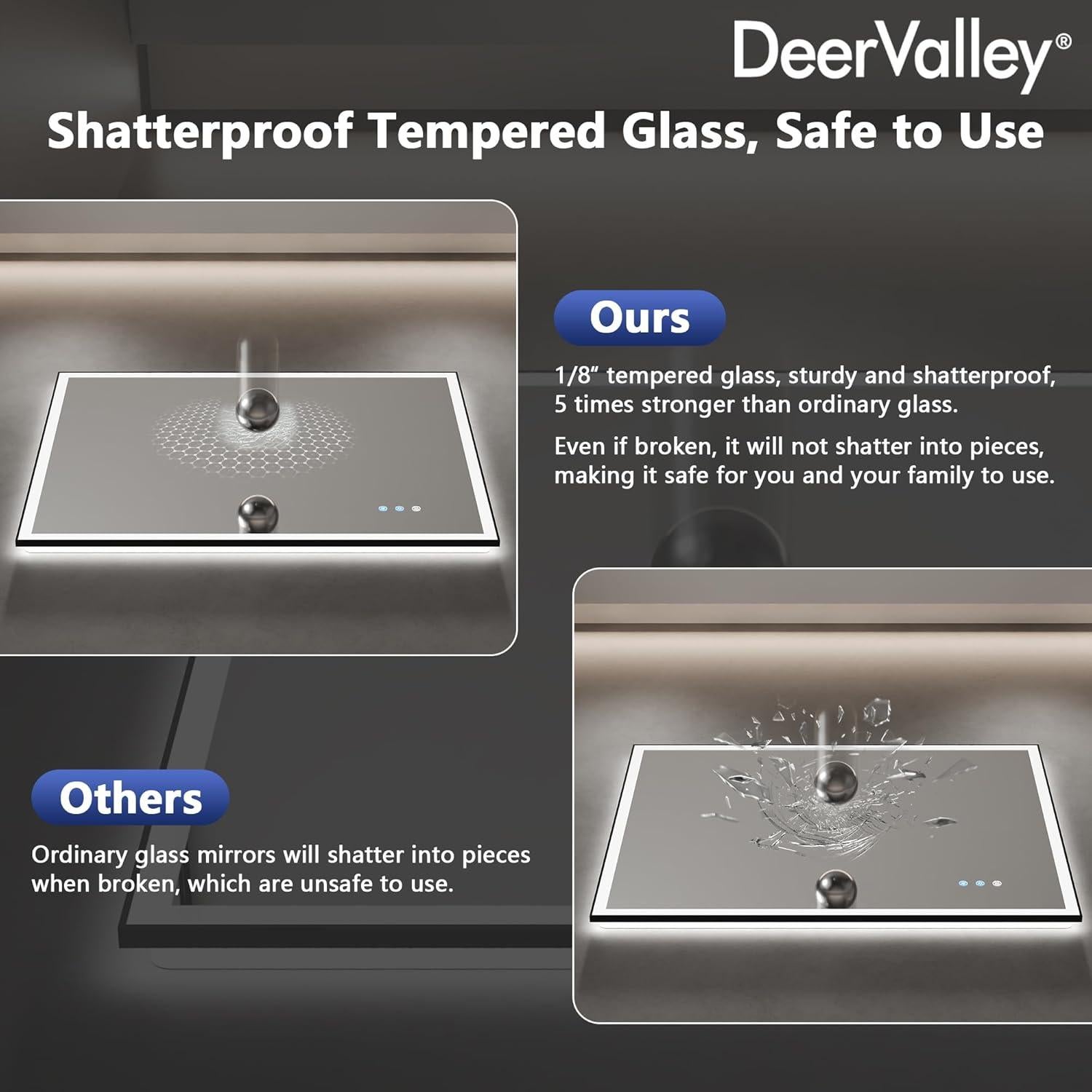 Espejo de Baño LED Deer Valley 101.6x81.3 cm con Anti-vaho