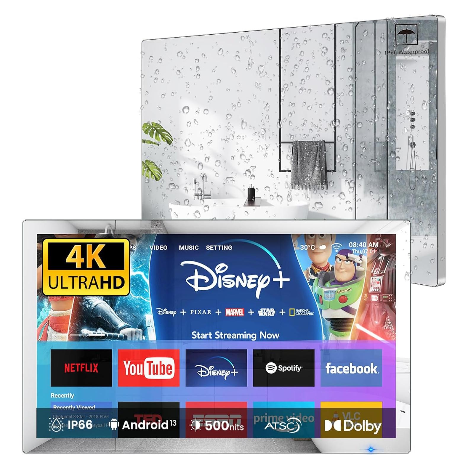 Televisor Espejo 32" Haocrown 4K IP66 Android 13 Control Voz