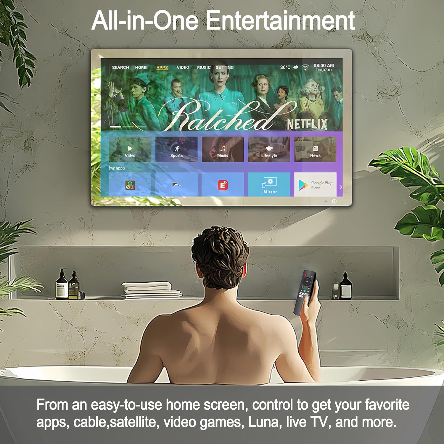 Televisor Espejo 32" Haocrown 4K IP66 Android 13 Control Voz