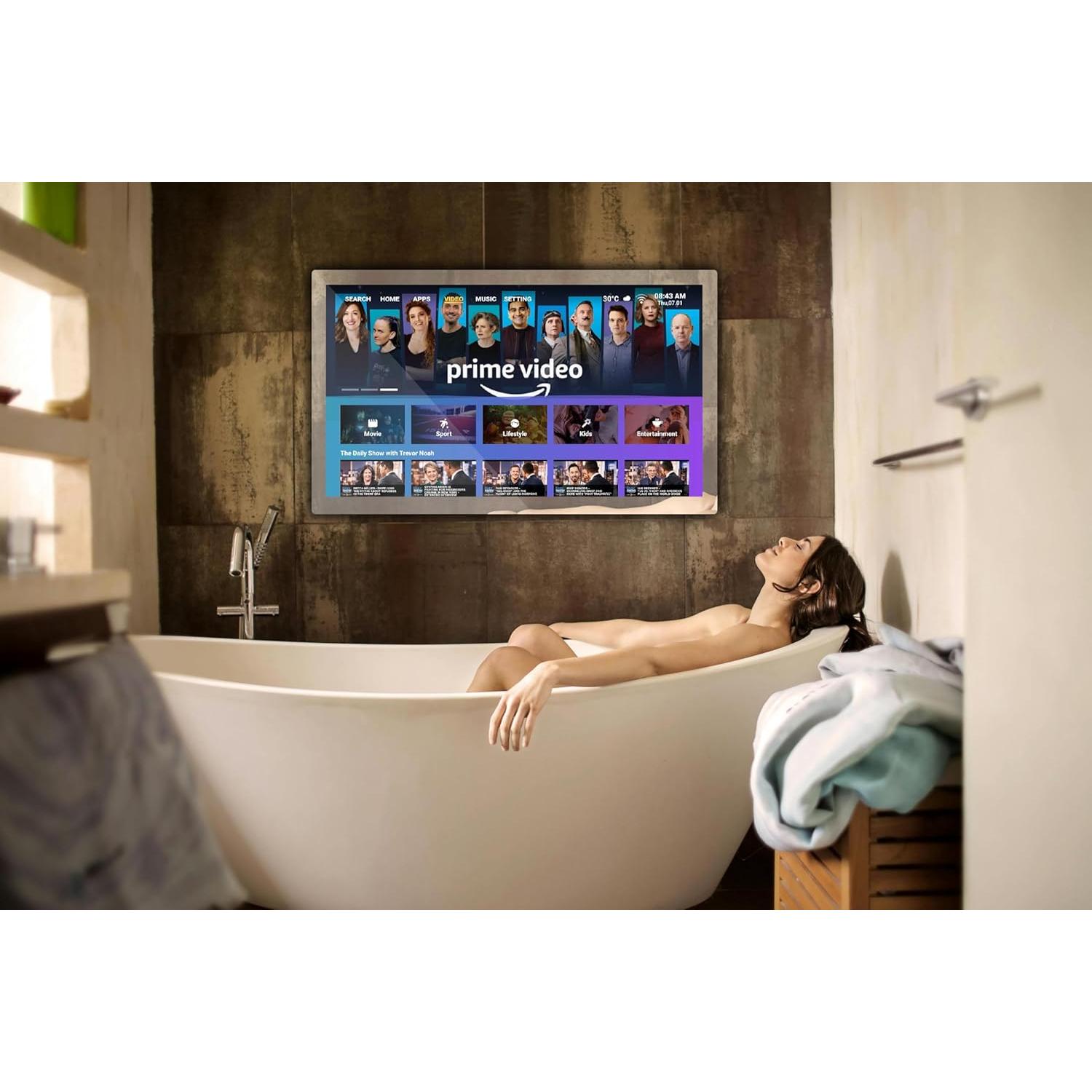 Televisor Espejo 32" Haocrown 4K IP66 Android 13 Control Voz