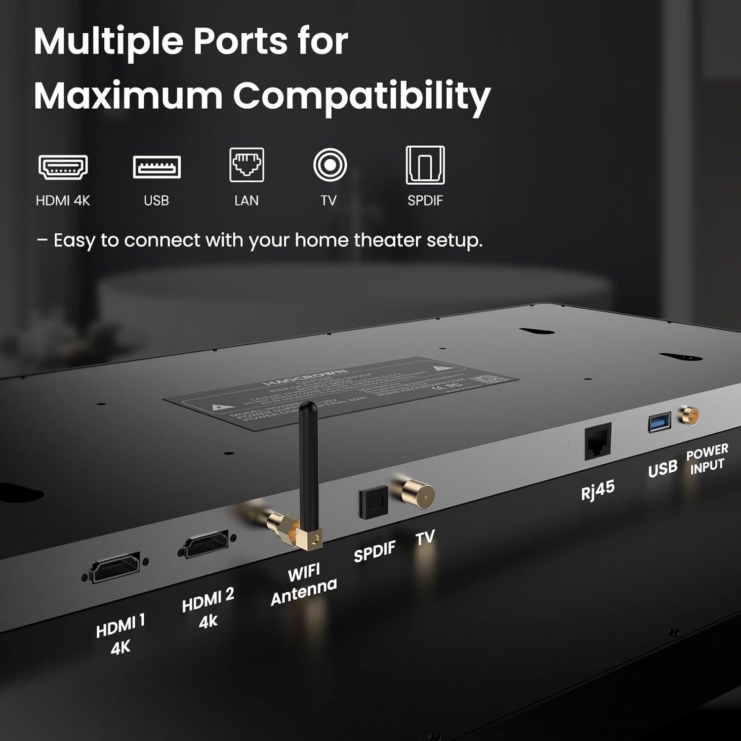 Televisor Espejo 32" Haocrown 4K IP66 Android 13 Control Voz