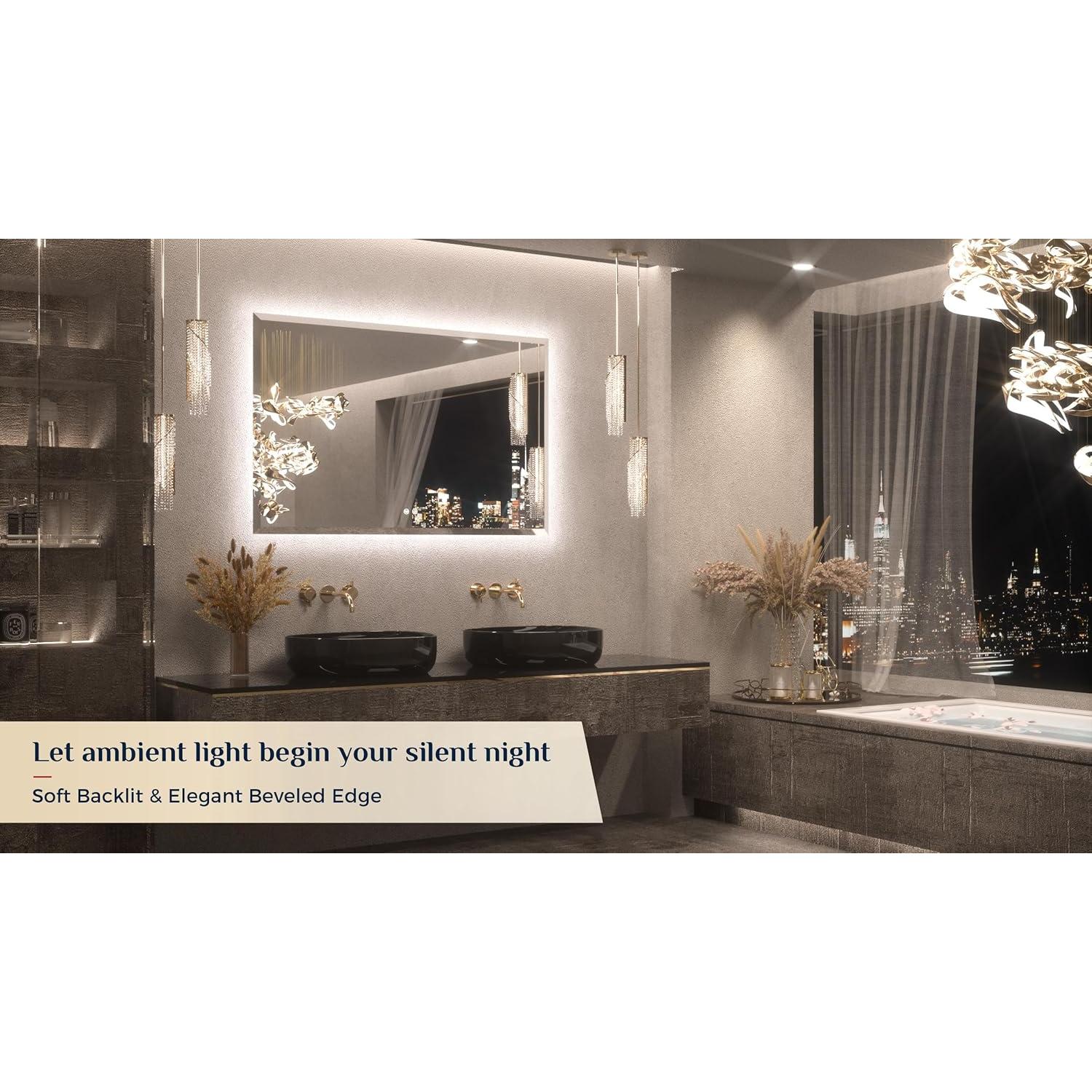 Espejo de Baño LED Keonjinn 76.2x121.9 cm Retroiluminado