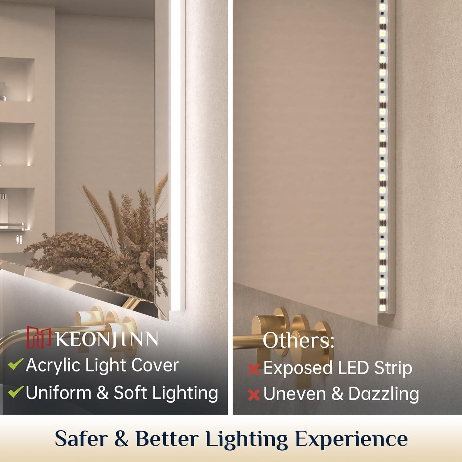 Espejo de Baño LED Keonjinn 76.2x121.9 cm Retroiluminado