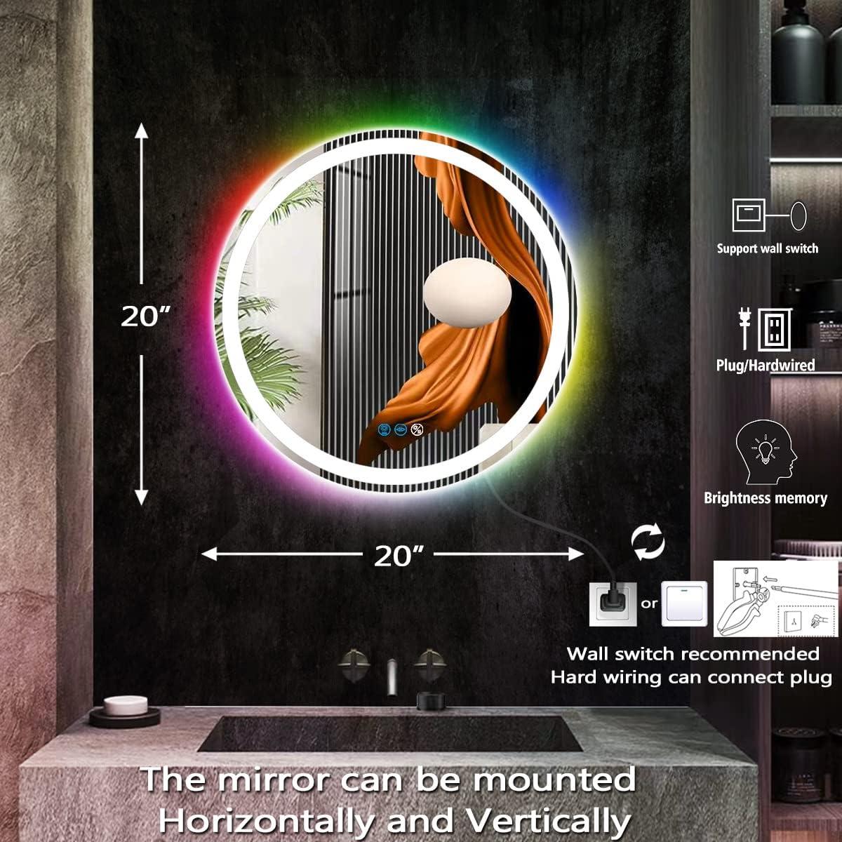 Espejo Redondo LED de Baño THEKLA 50.8 cm RGB Dimerizable