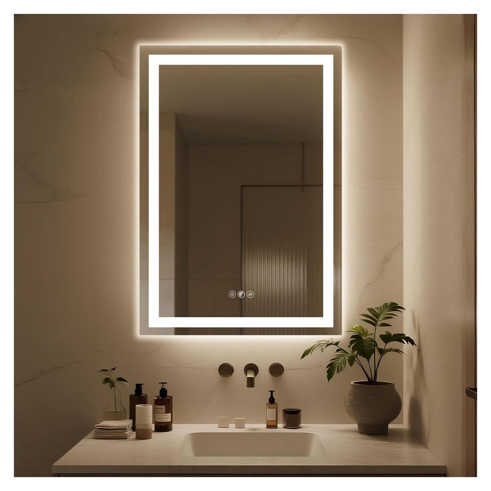 Espejo de baño LED BALUXCA 81x61 cm con anti-vaho y sensor