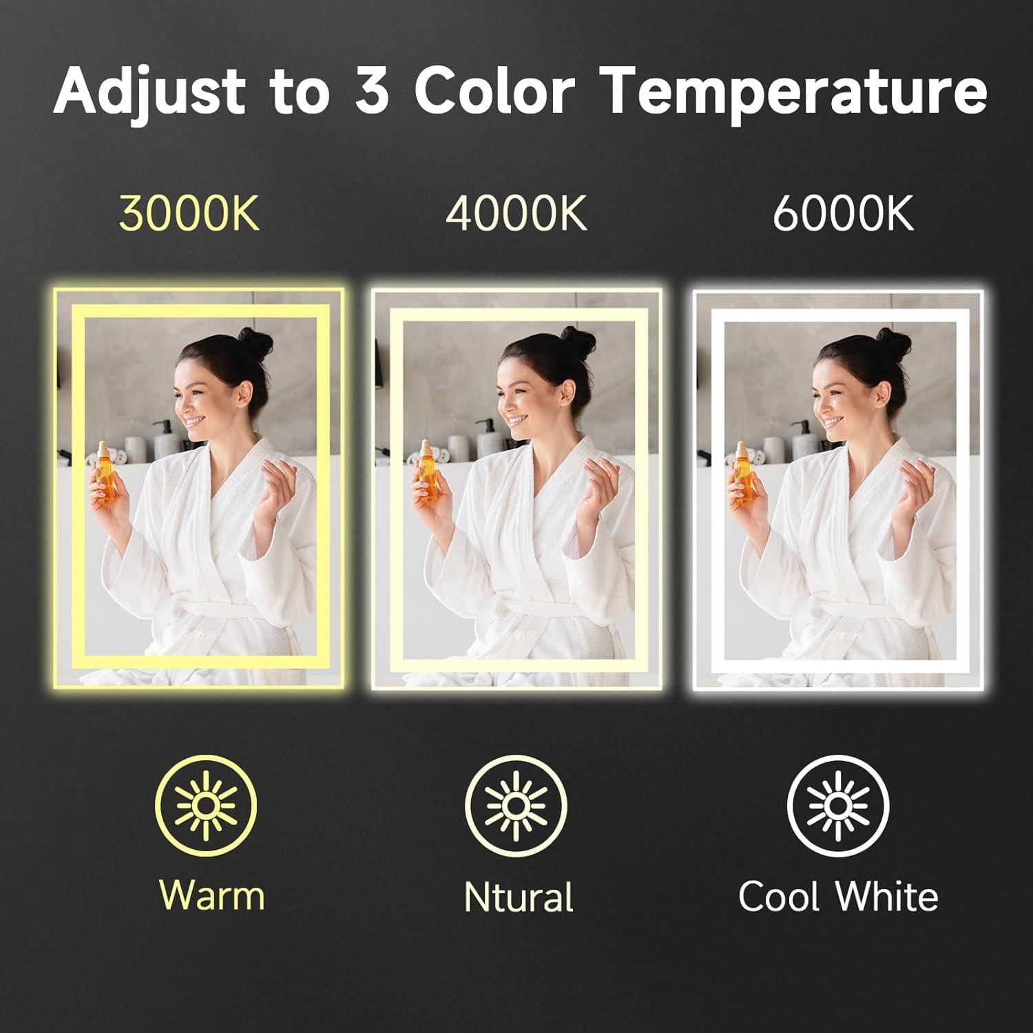 Espejo de baño LED BALUXCA 81x61 cm con anti-vaho y sensor