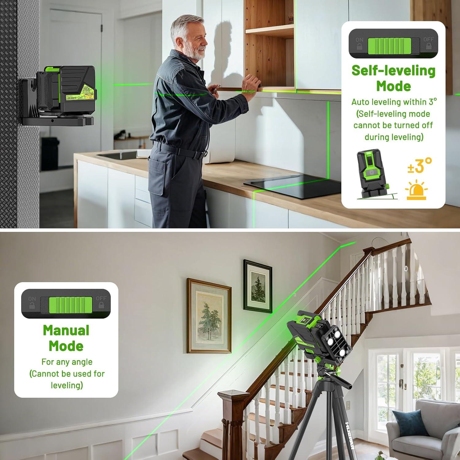 Nivel Láser Huepar HX011G con trípode 152.4cm y modo pulso