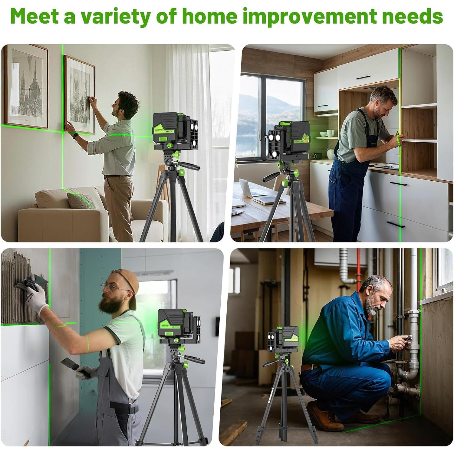 Nivel Láser Huepar HX011G con trípode 152.4cm y modo pulso