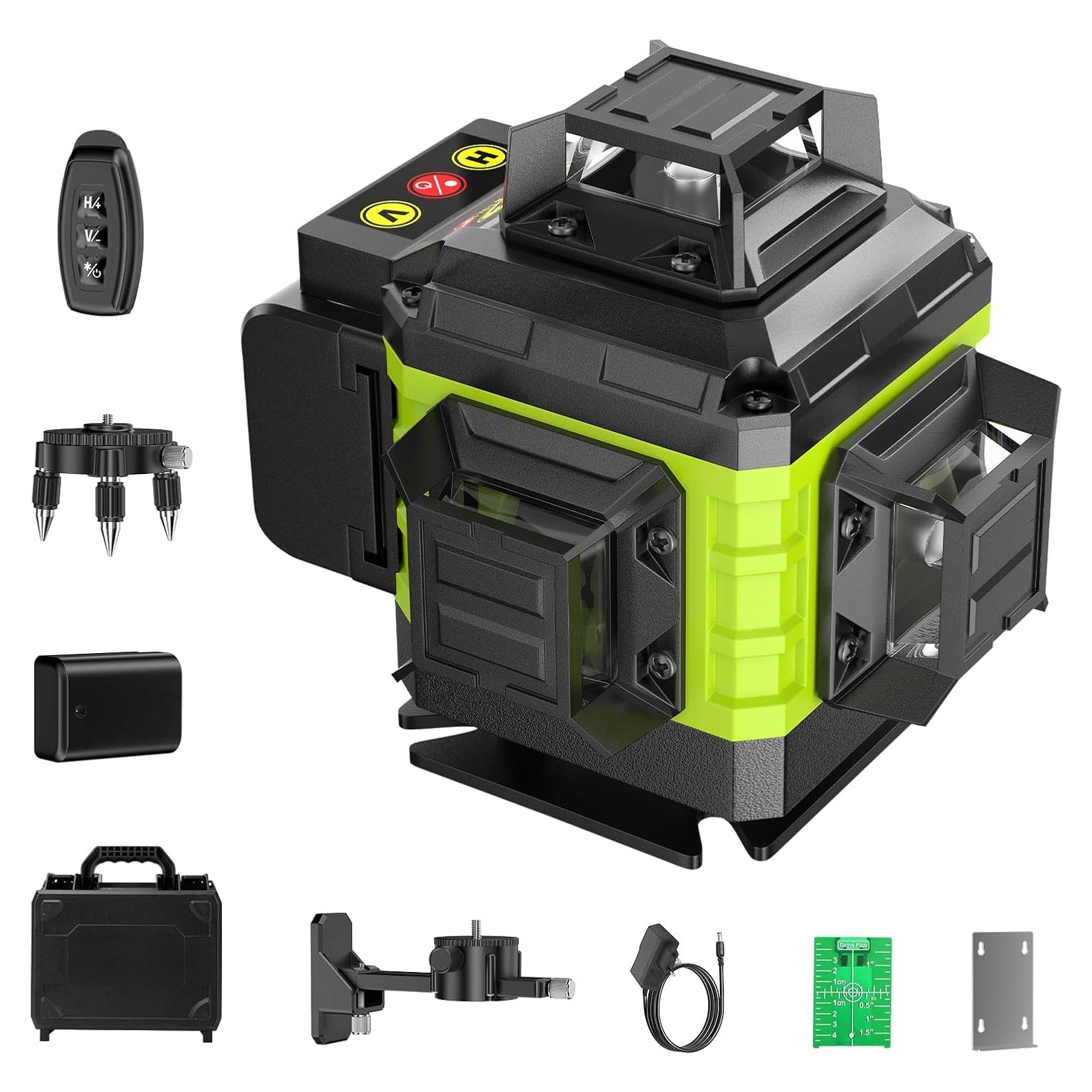 Nivel láser 4D GiBiMoFi 16 líneas 360° auto nivelante verde