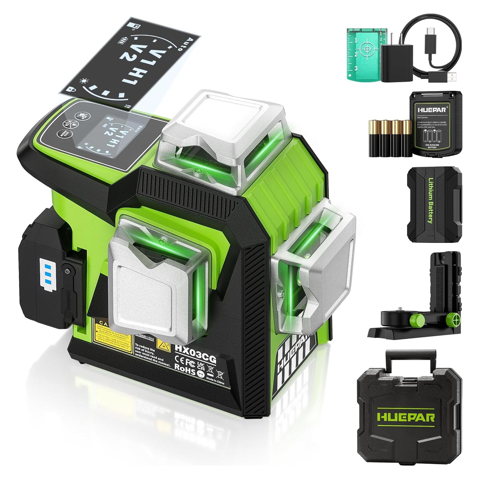 Nivel láser Huepar HX03CG 3x360° Verde Automático 30m