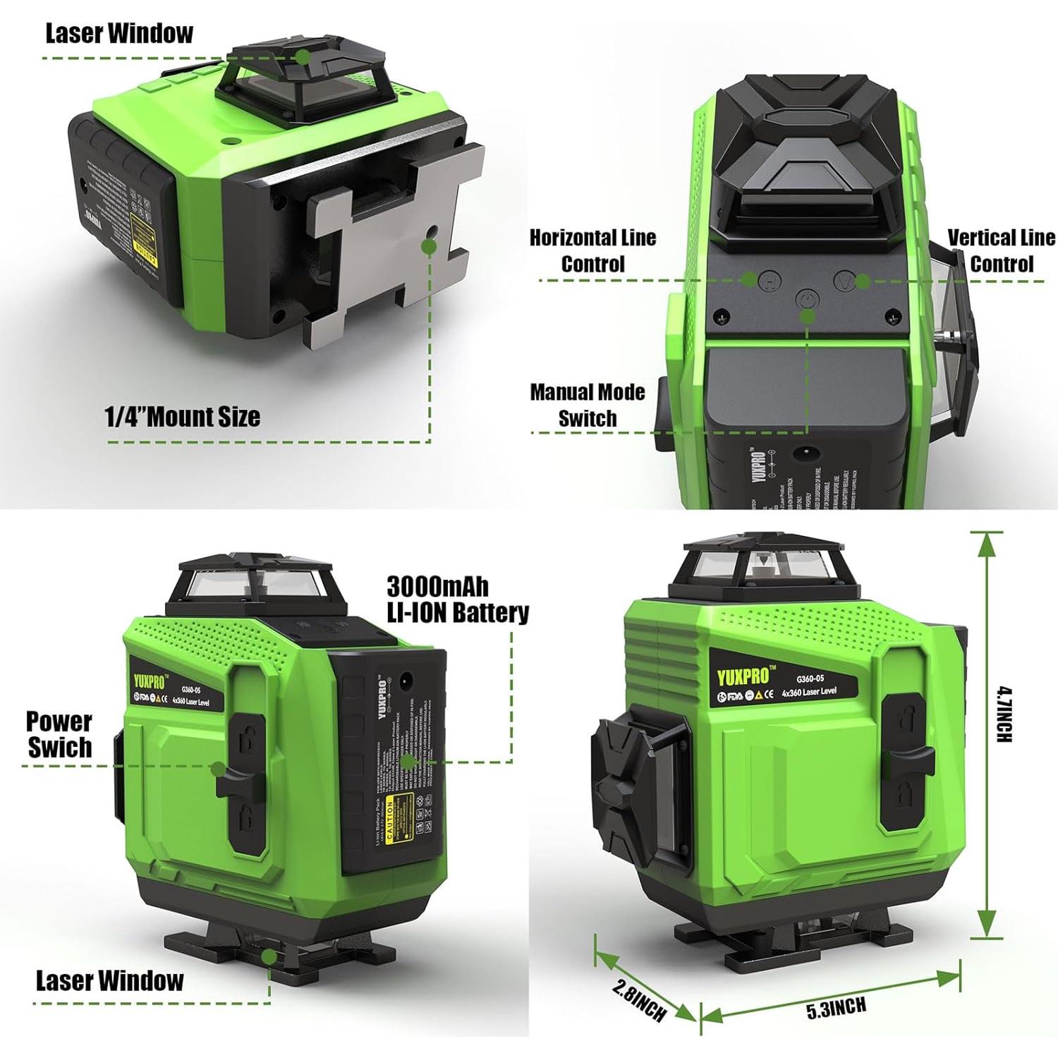 Nivel Láser 360° YUXPRO Autonivelante para Azulejos y Suelos