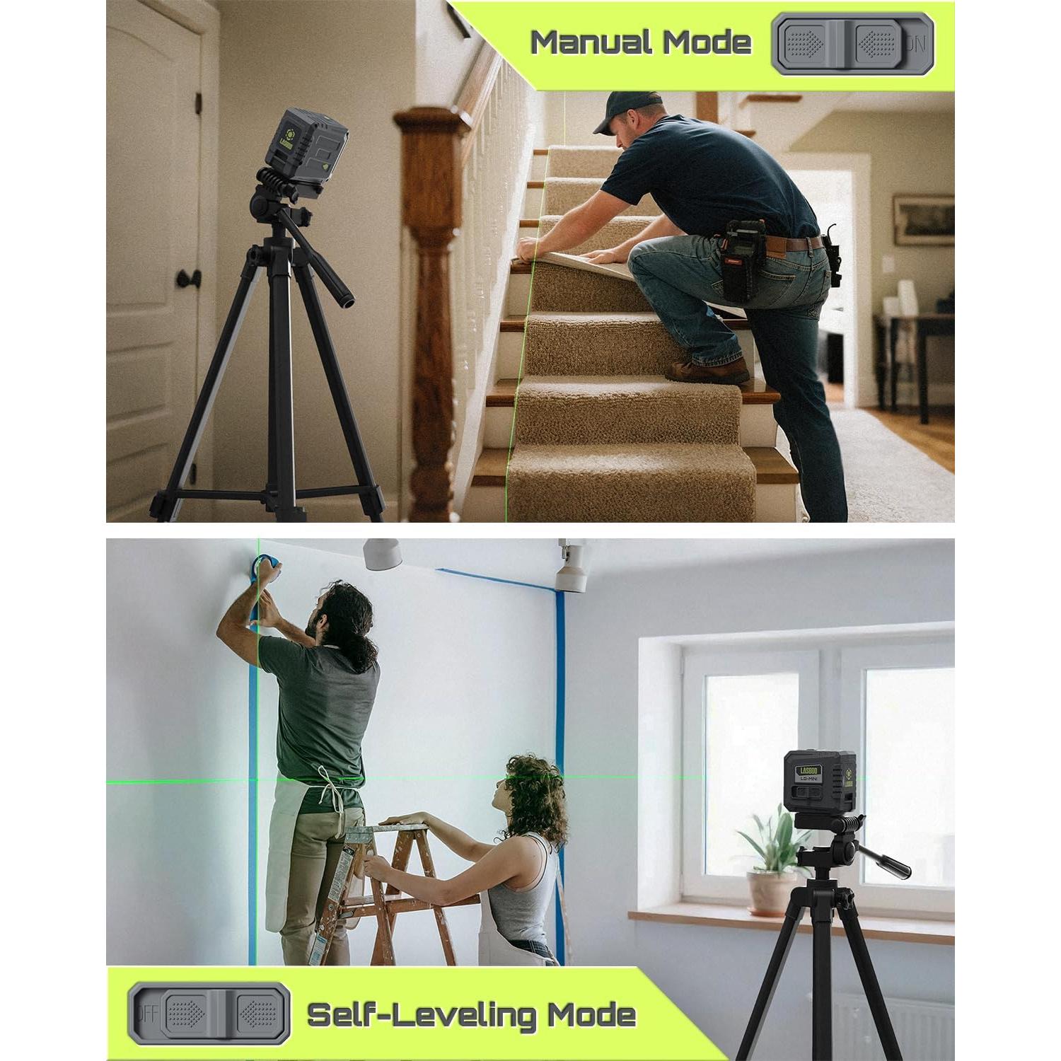 Nivel Láser Verde Autonivelante LASGOO LG-MINI Compacto