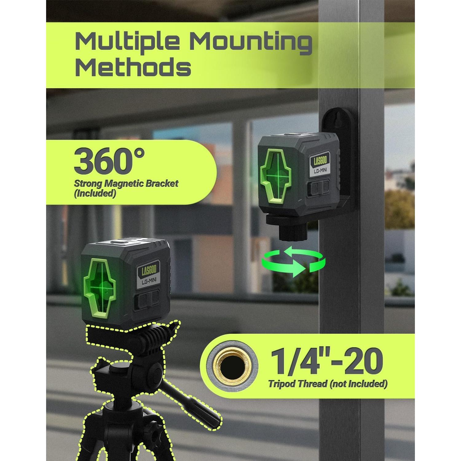 Nivel Láser Verde Autonivelante LASGOO LG-MINI Compacto
