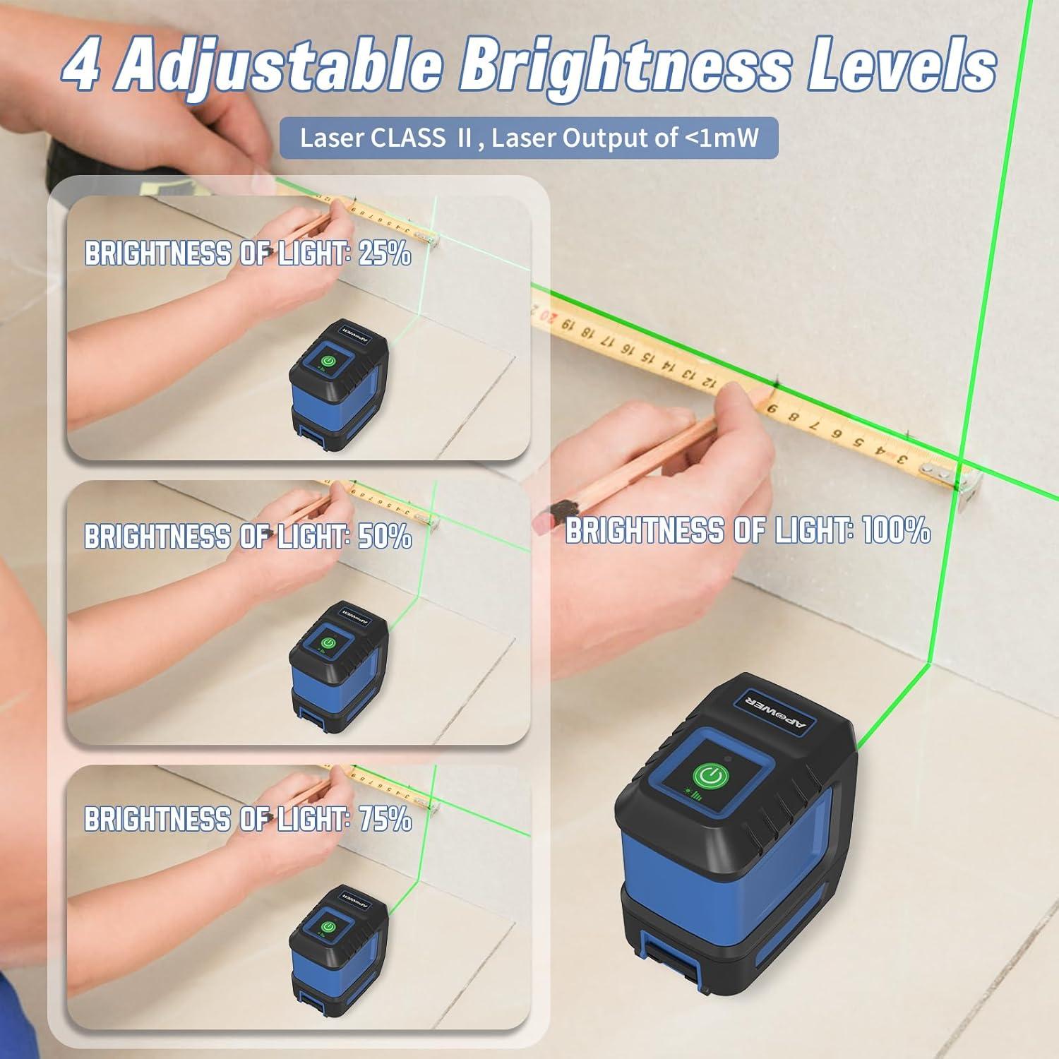 Nivel Láser Verde APOWER T04 30m Autonivelante para Construcción
