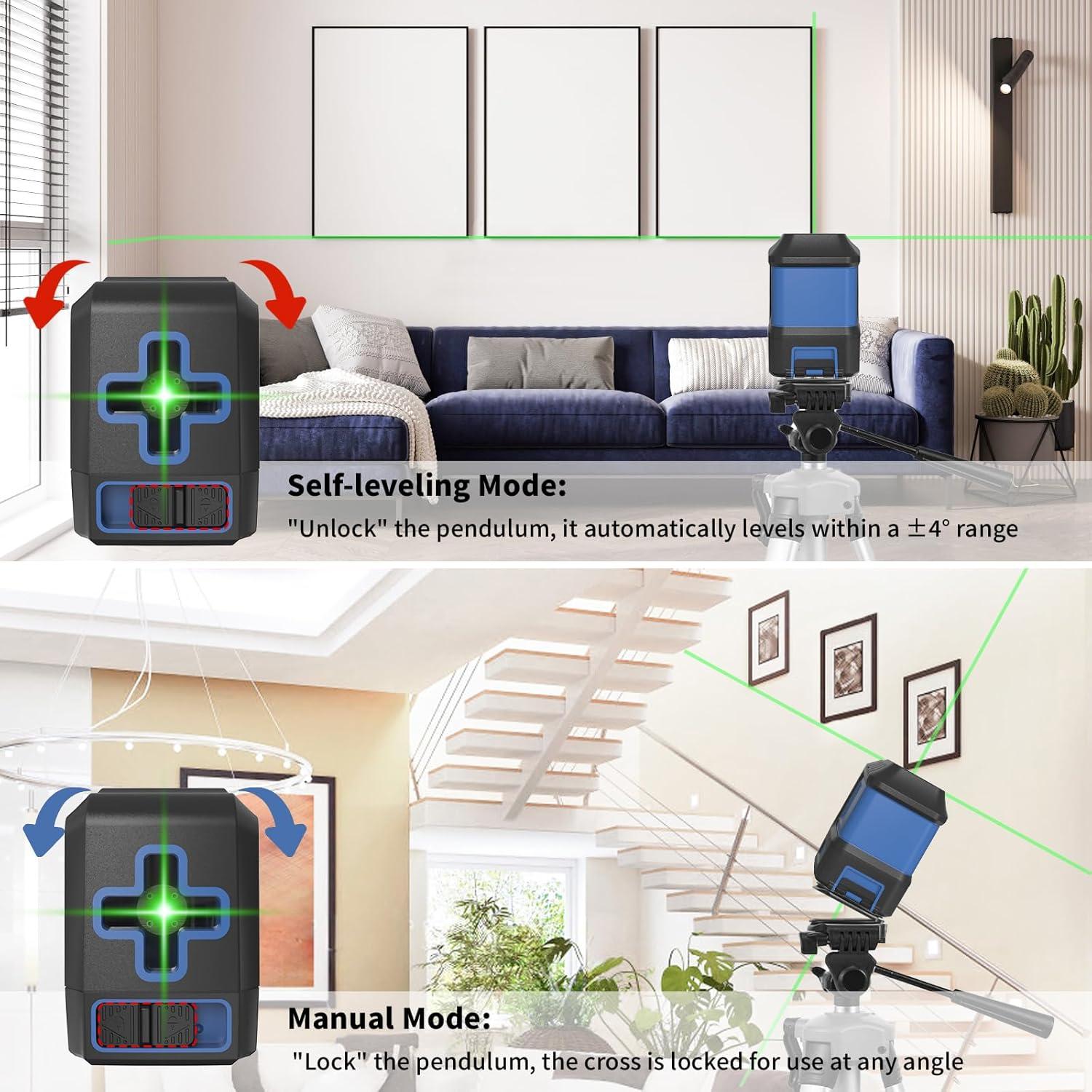 Nivel Láser Verde APOWER T04 30m Autonivelante para Construcción