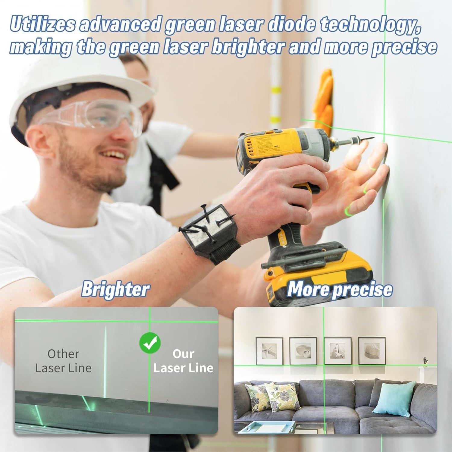 Nivel Láser Verde APOWER T04 30m Autonivelante para Construcción