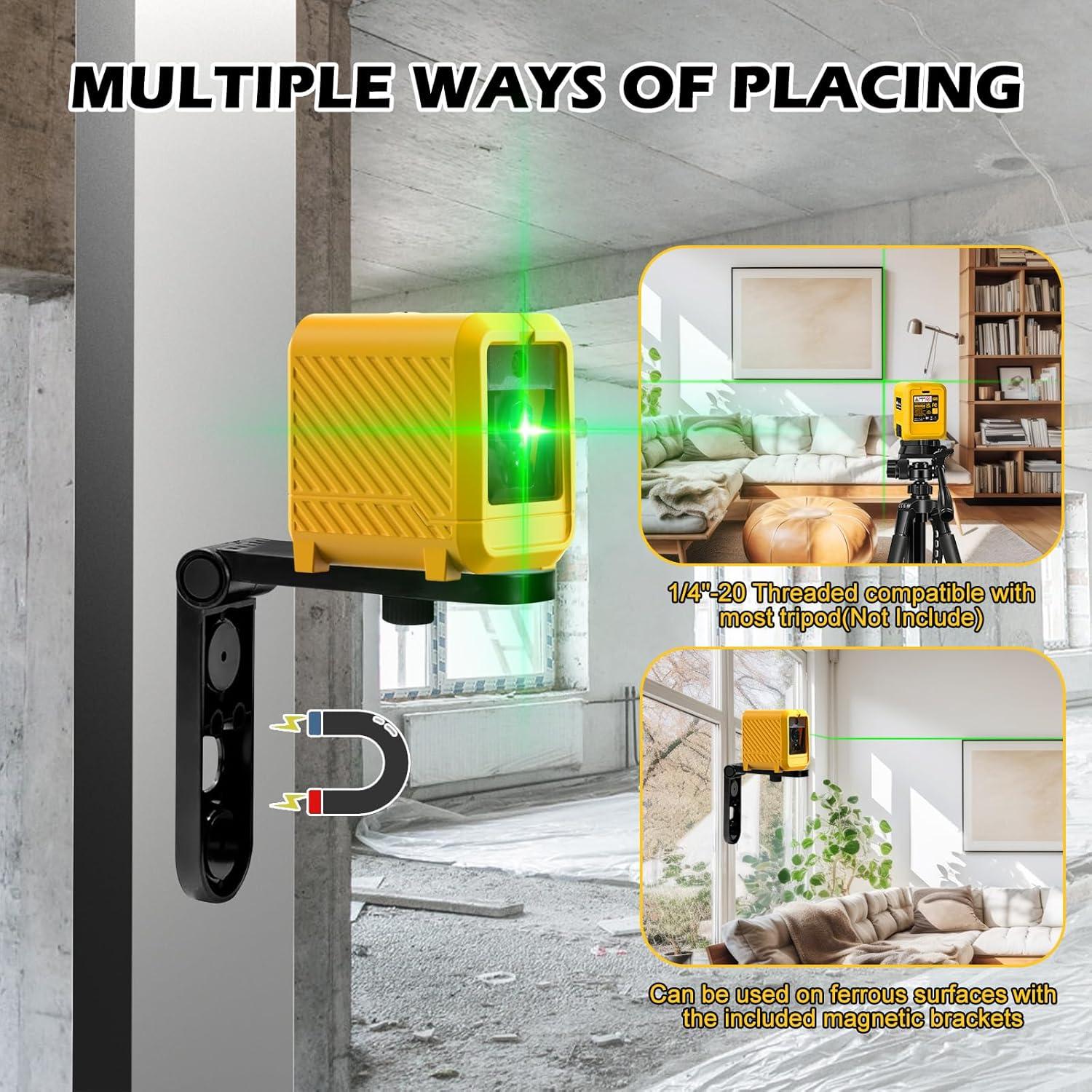 Nivel Láser Verde Autonivelante GloBest con Soporte Magnético