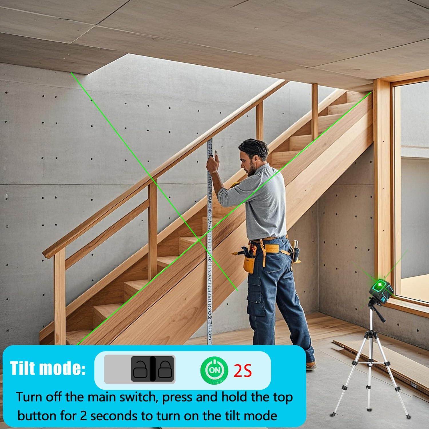 Nivel láser verde FENORGAN con trípode 30m auto nivelación