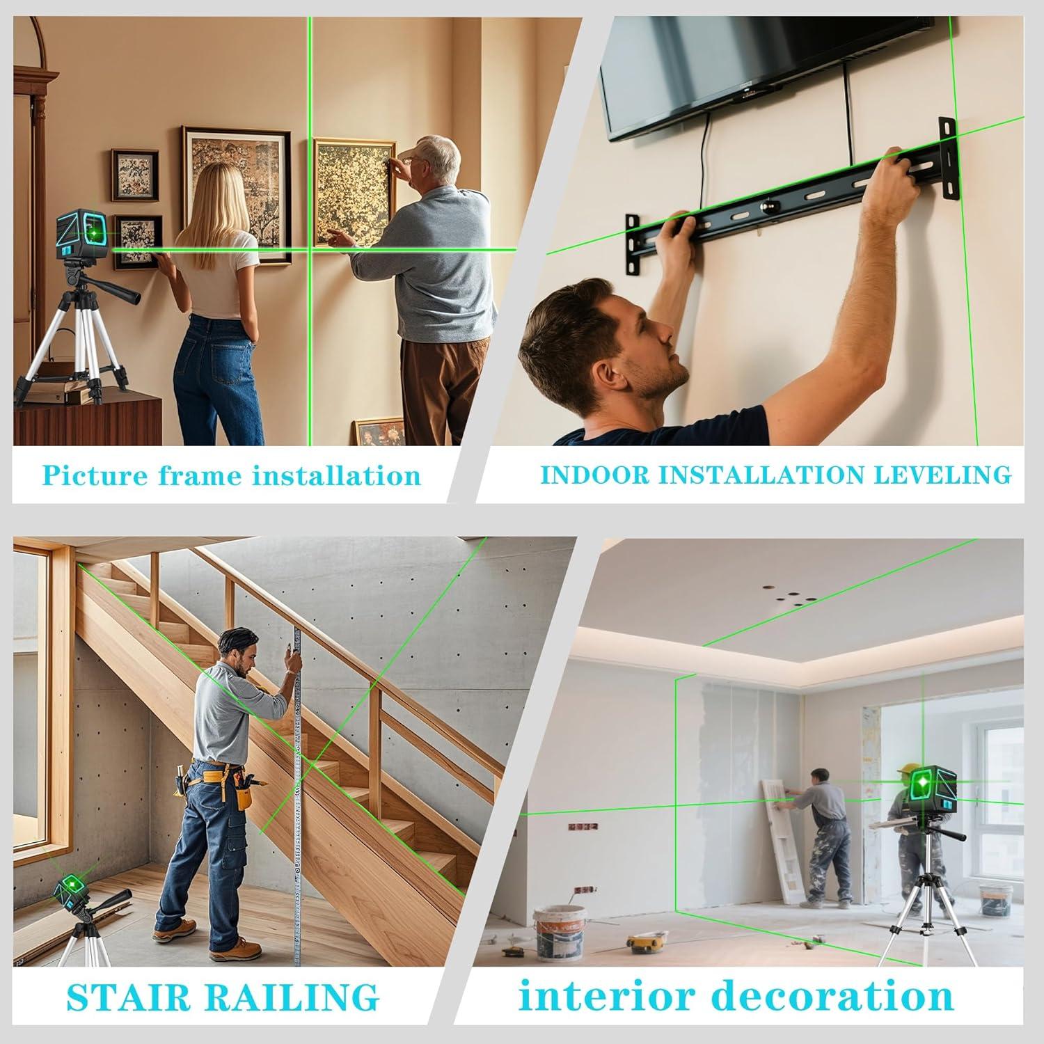 Nivel láser verde FENORGAN con trípode 30m auto nivelación