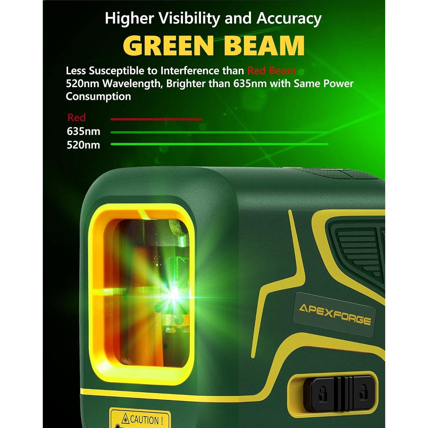 Nivel Láser Cruzado APEXFORGE X1C Verde 30.48m Autonivelante