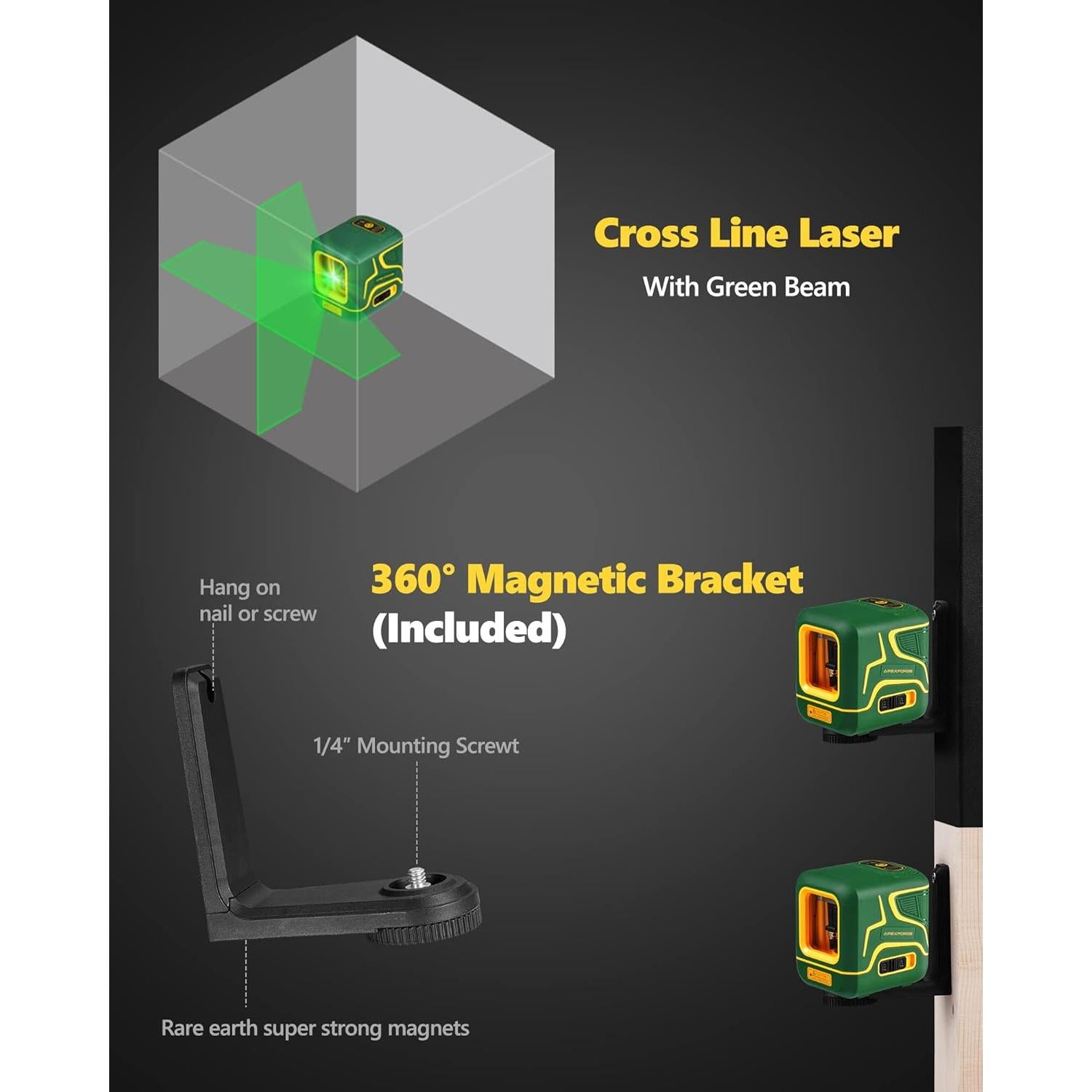 Nivel Láser Cruzado APEXFORGE X1C Verde 30.48m Autonivelante