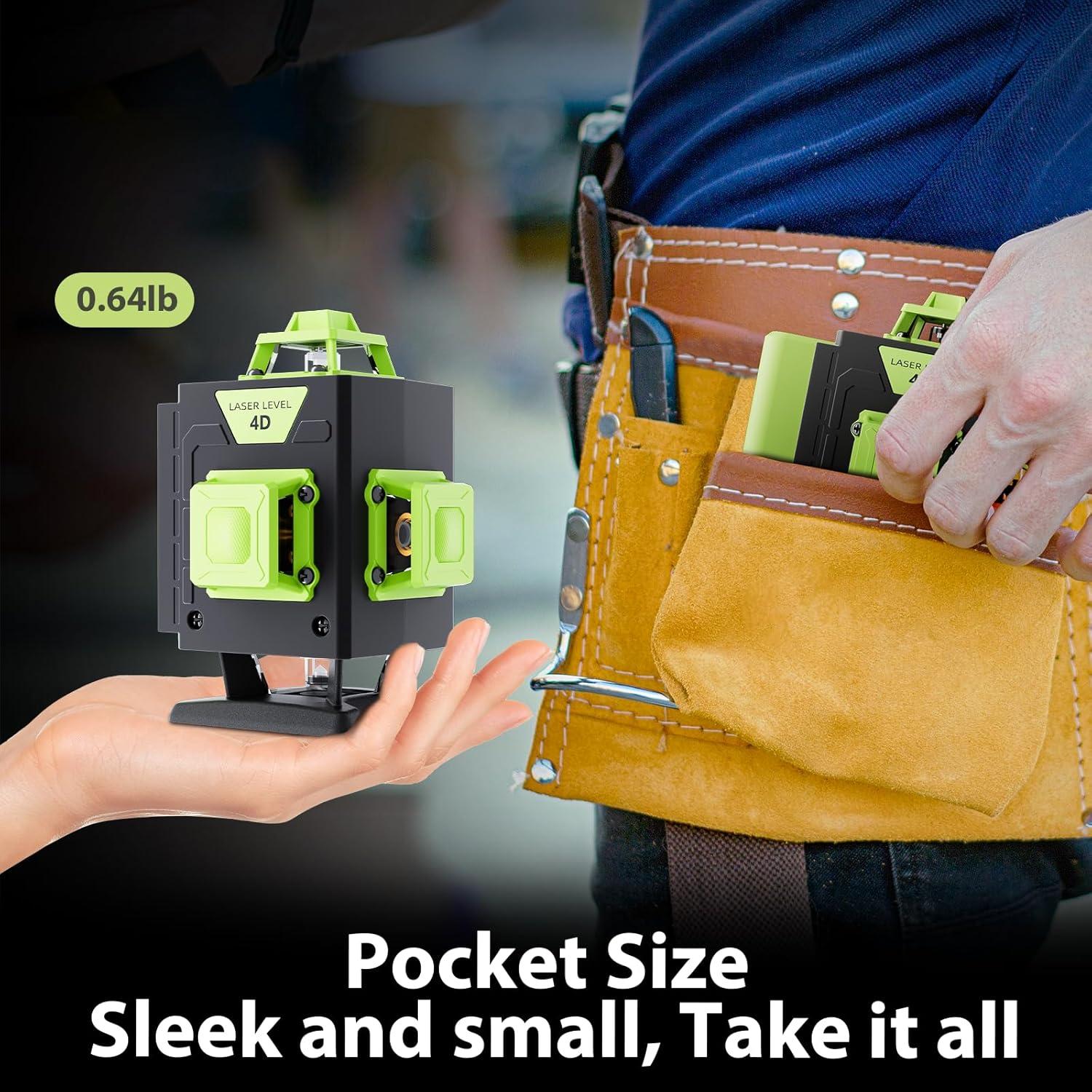 Nivel Láser 360 Autonivelante Olubfdh Verde 4D con Control Remoto