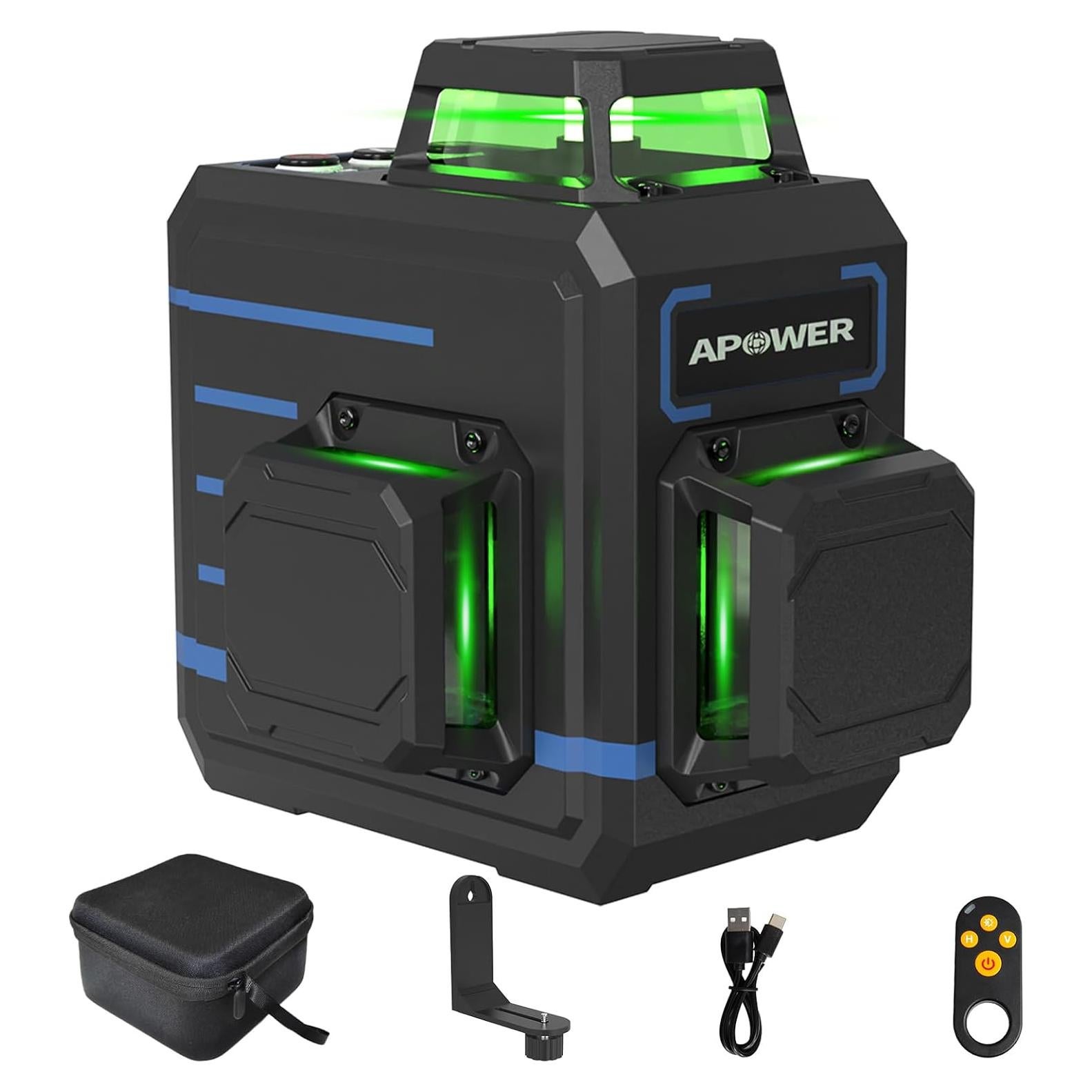 Nivel Láser 360° Autonivelante APOWER con Soporte Magnético