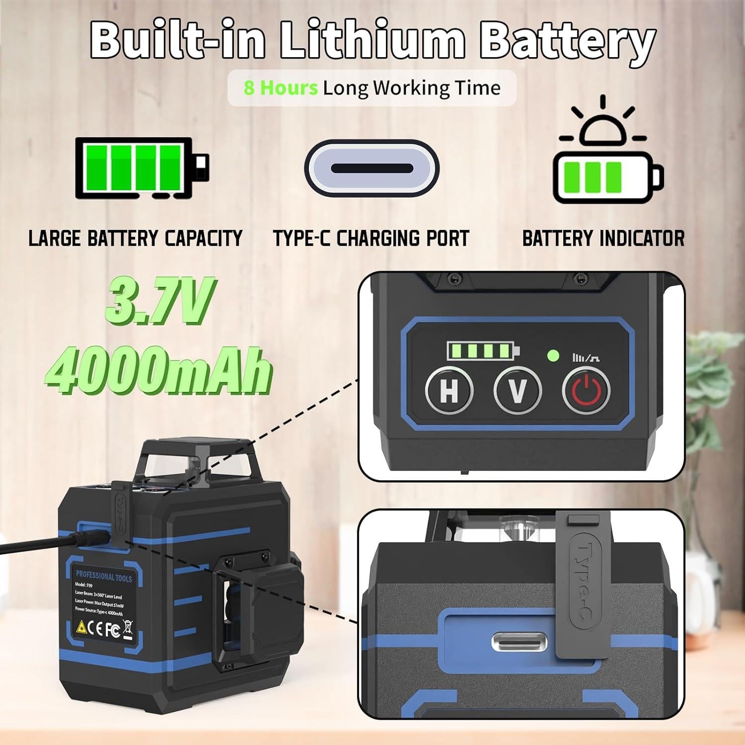 Nivel Láser 360° Autonivelante APOWER con Soporte Magnético