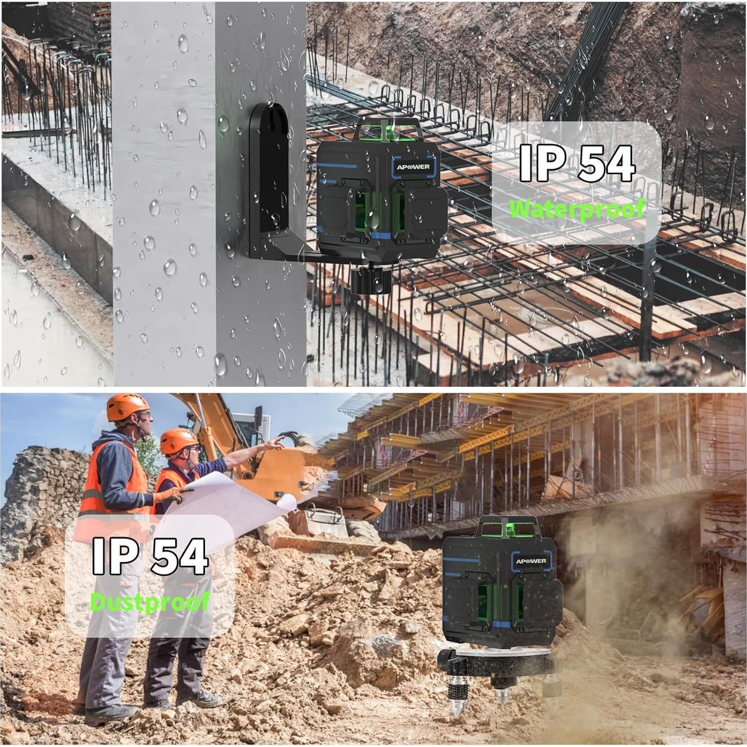 Nivel Láser 360° Autonivelante APOWER con Soporte Magnético