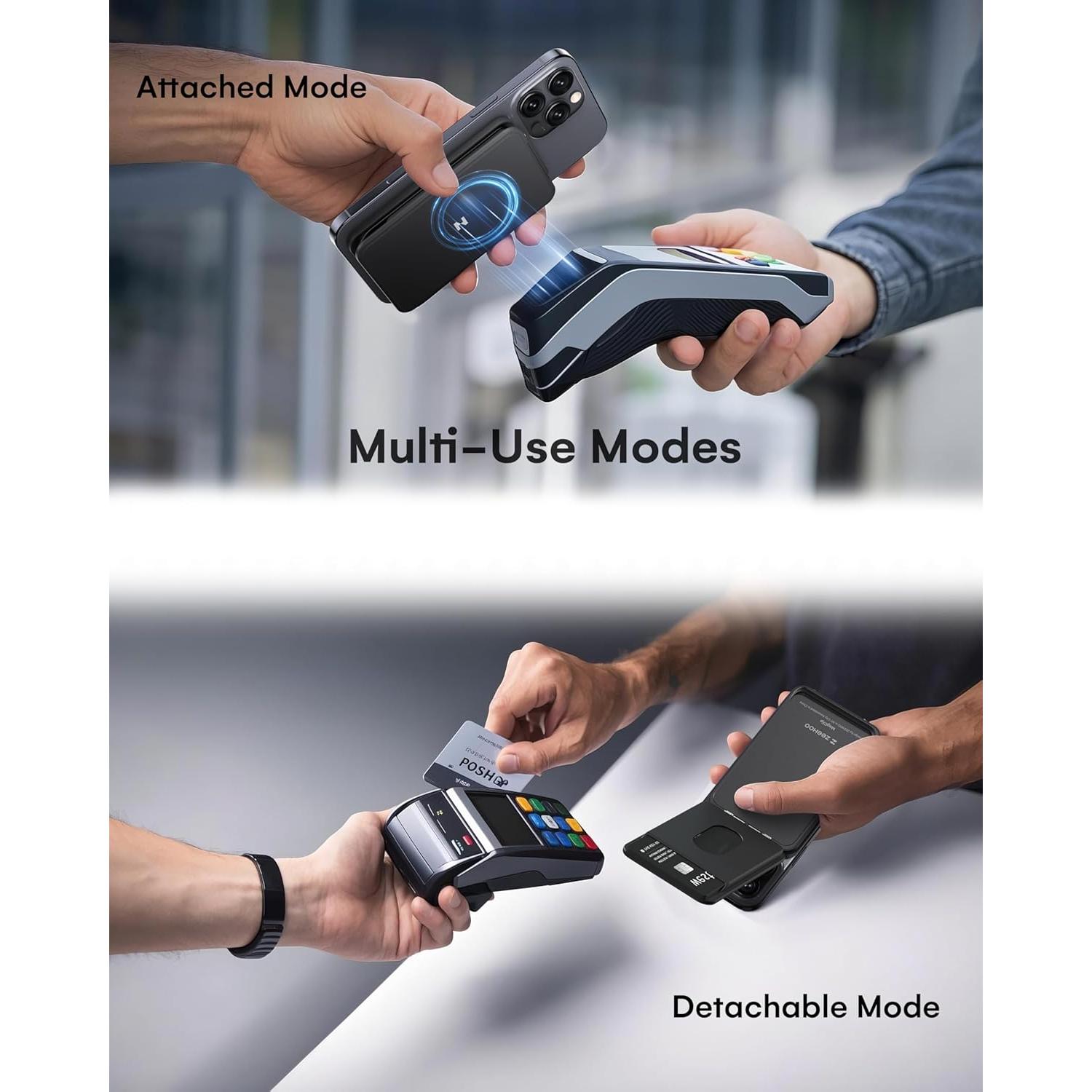 Cartera Magnética ZEEHOO para iPhone 16/15/14/13/12 - Soporte Ajustable Negro