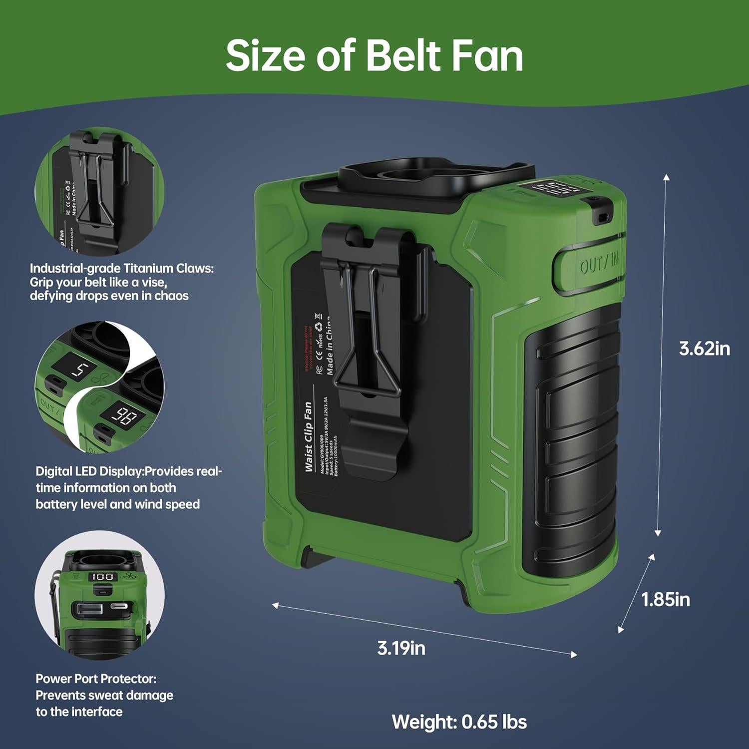 Ventilador de Cintura Portátil CHARMP GY009 10000mAh 35H 6 Velocidades