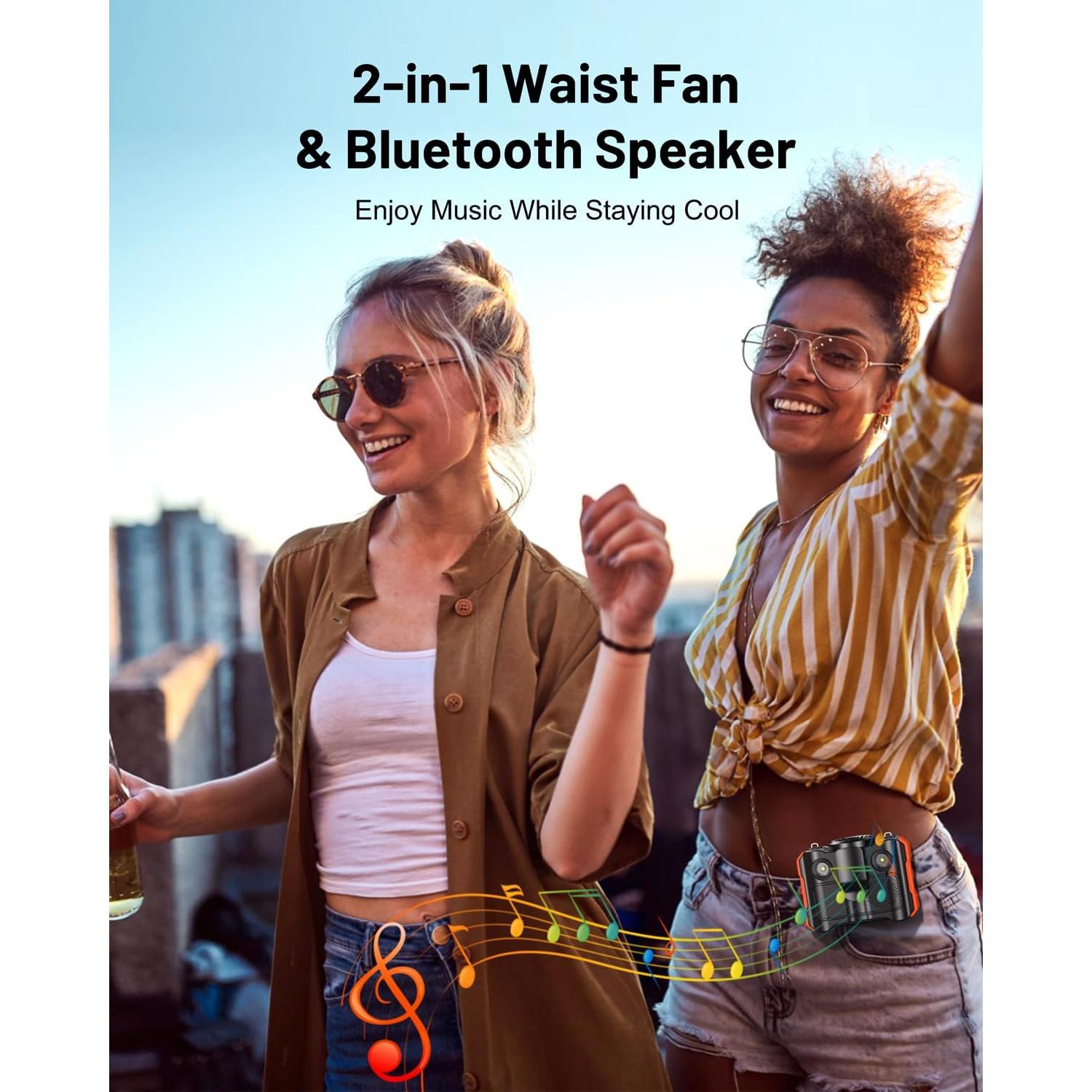 Ventilador Portátil BLAVOR PN-W50 4-en-1 con Bluetooth y Linterna