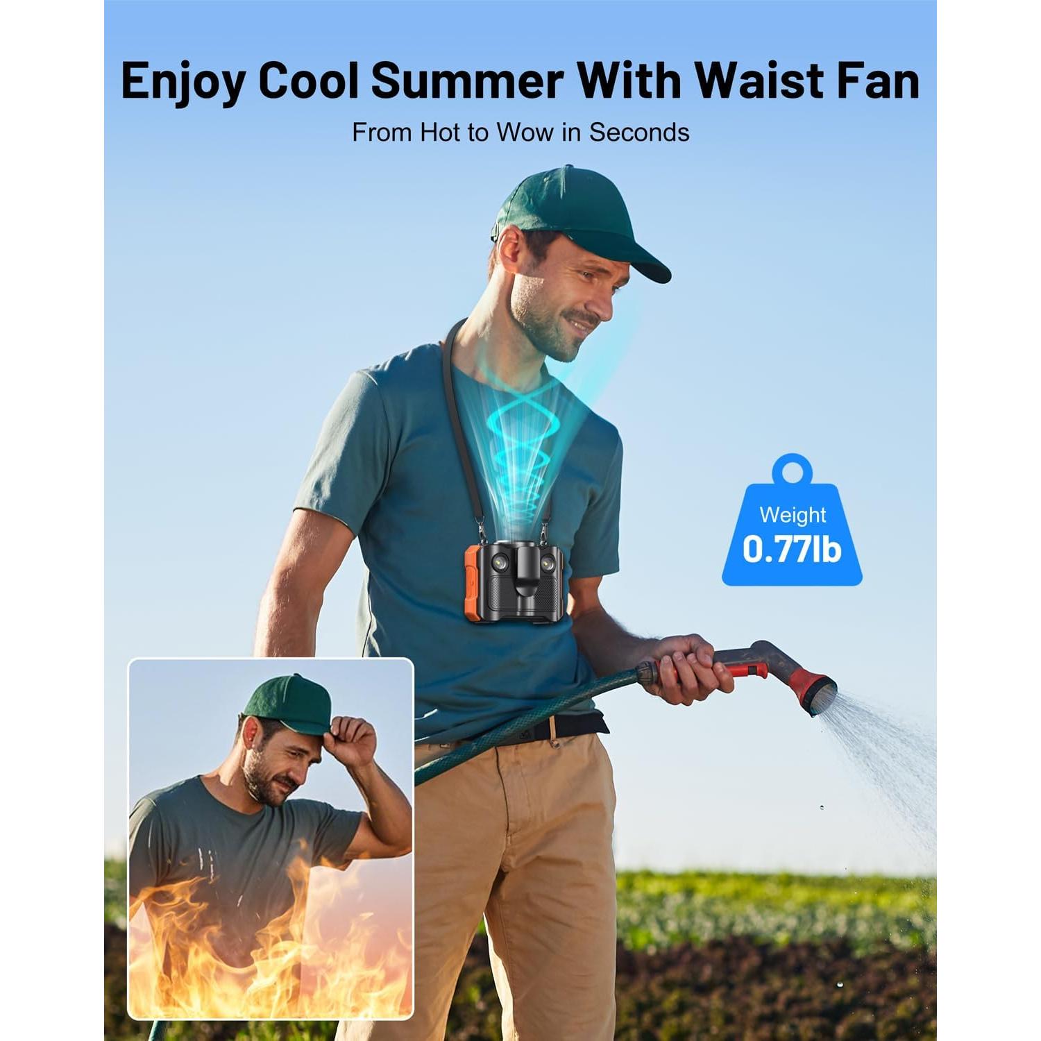 Ventilador Portátil BLAVOR PN-W50 4-en-1 con Bluetooth y Linterna