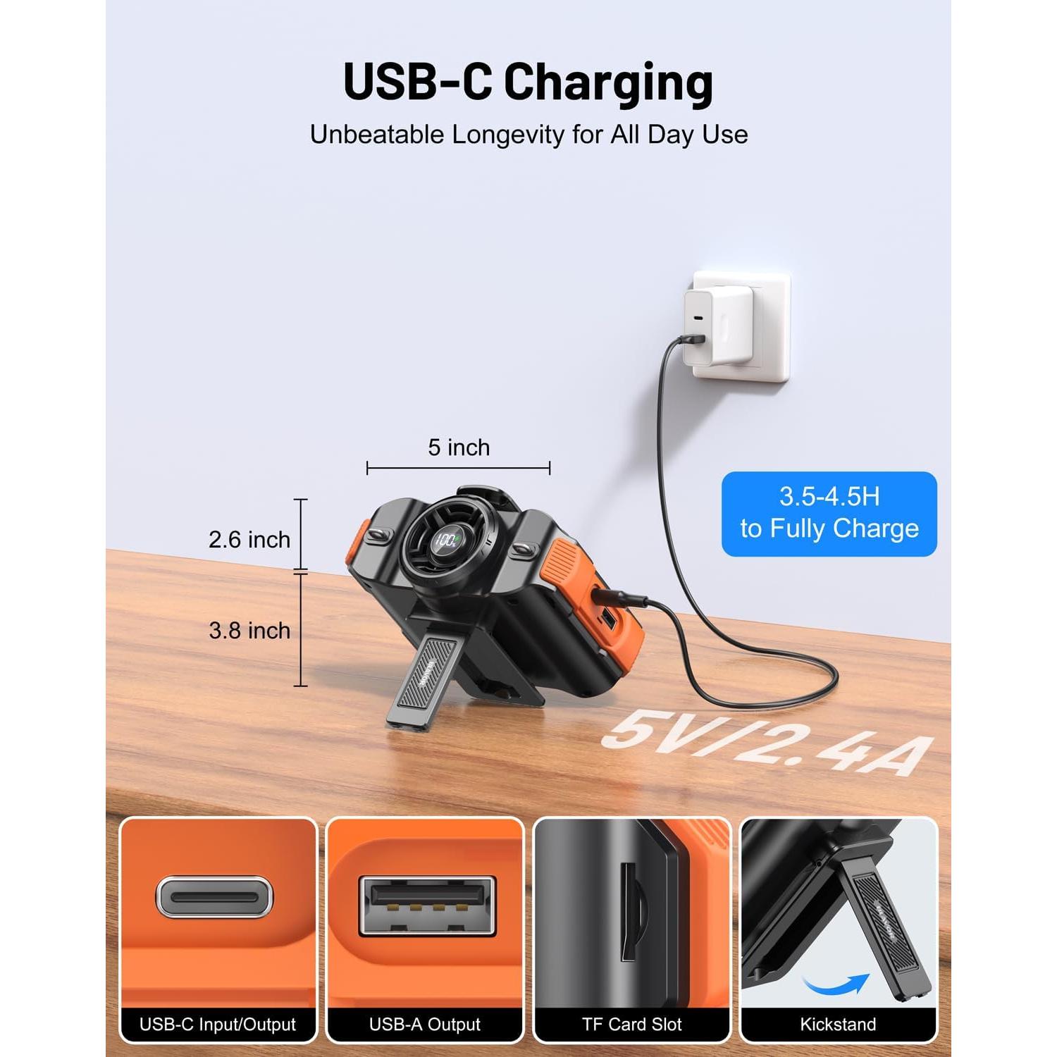 Ventilador Portátil BLAVOR PN-W50 4-en-1 con Bluetooth y Linterna