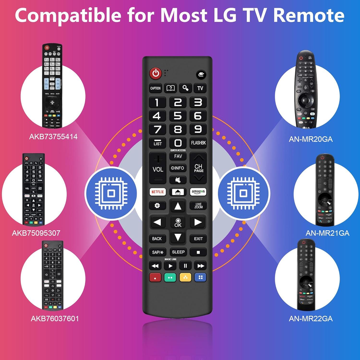 Replacement Remote Control for LG TV Remote AKB75095307 Universal for LG Smart TV Remote Compatible with All Models LCD LED OLED 3D HDTV Smart TVs with Netflix Prime Video Shortcut Buttons