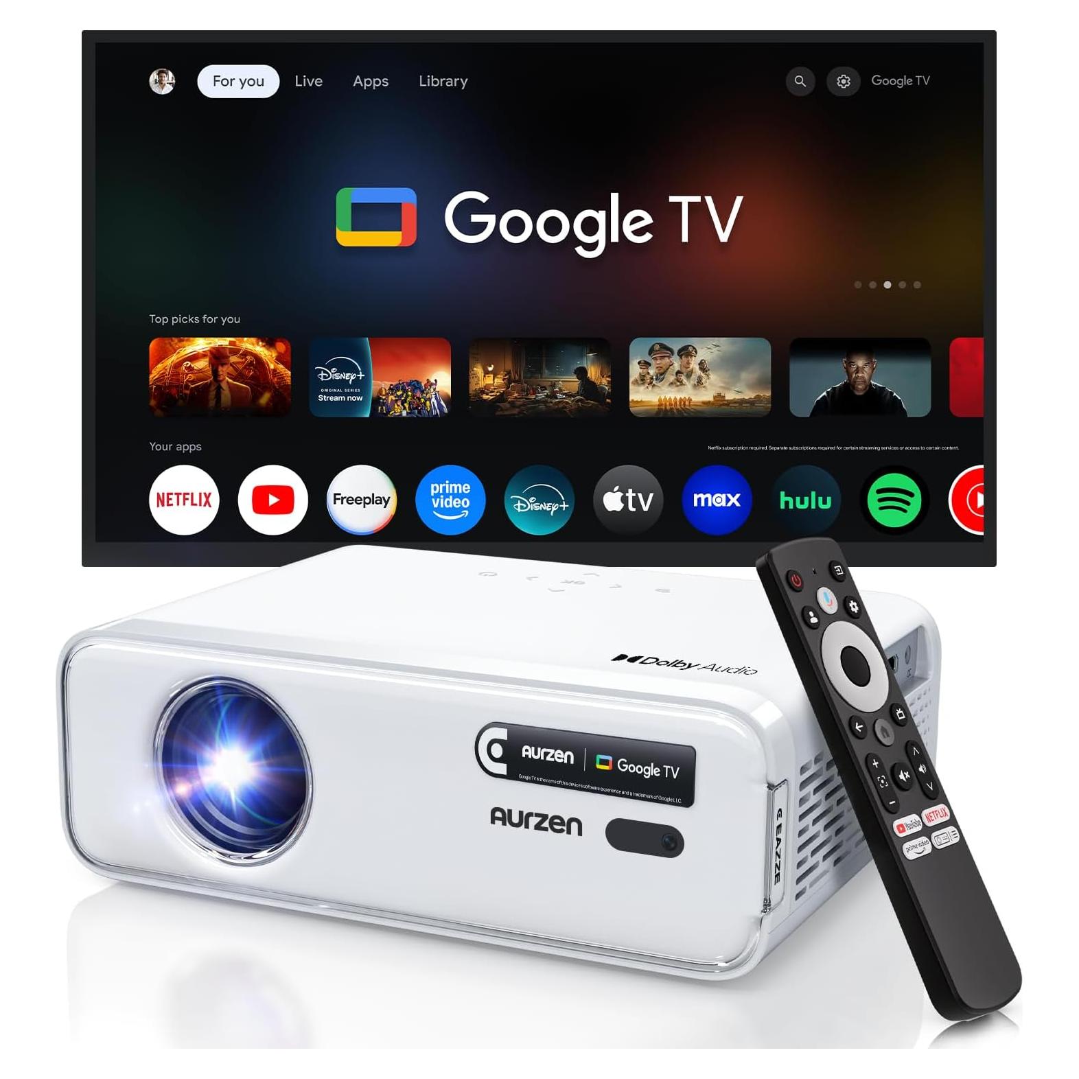 Proyector Inteligente Aurzen EAZZE D1G 4K con Google TV y Bluetooth