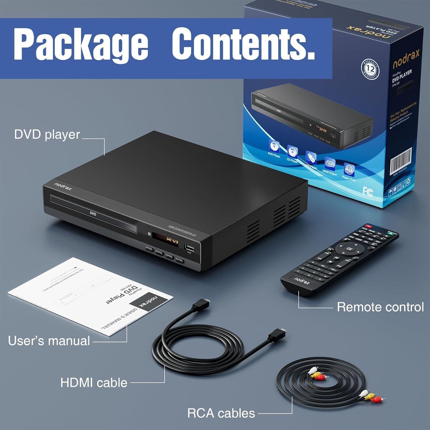 Reproductor de DVD Nodrax FPX-350 HDMI 1080p Multi-Formato