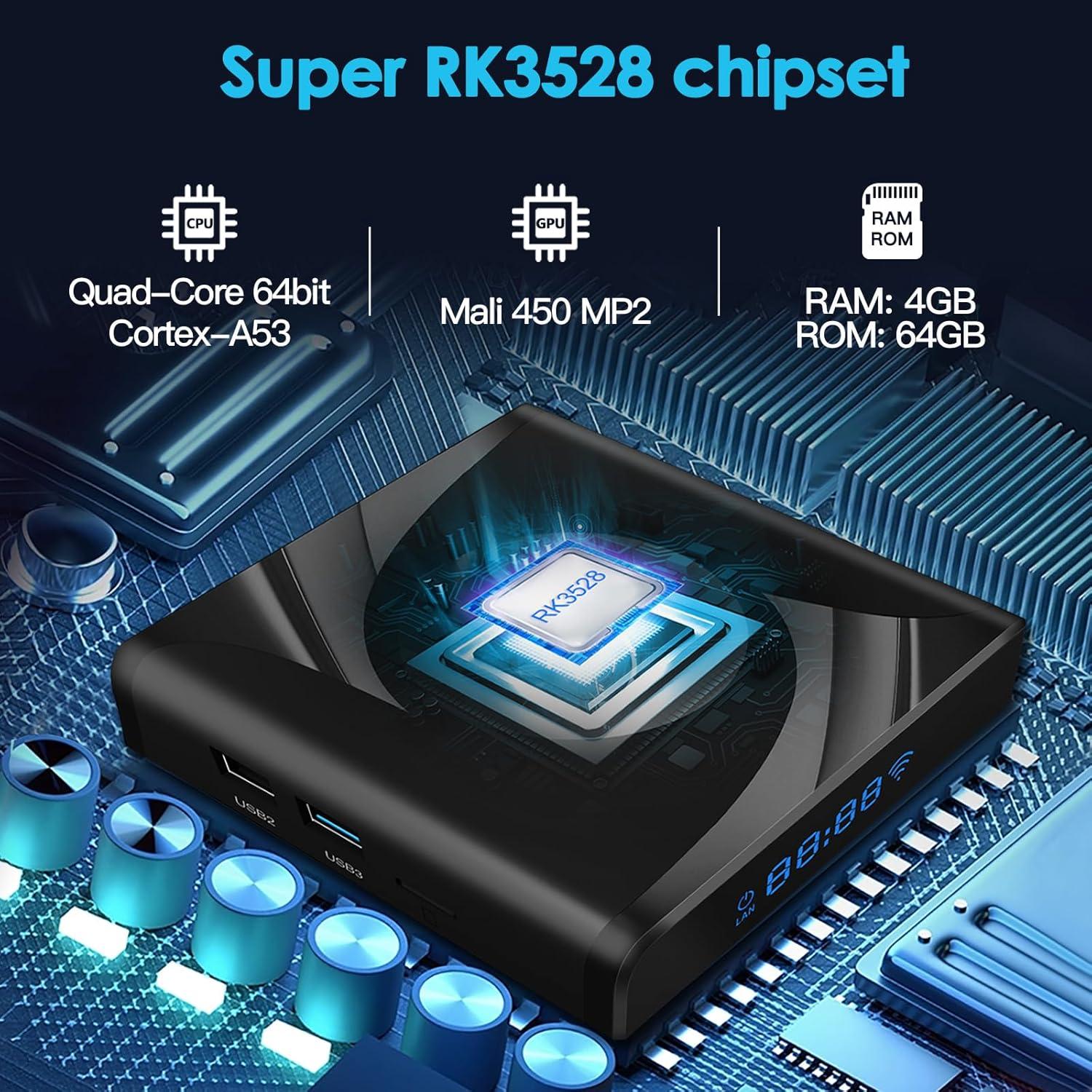 Caja Android TV 13.0 Upvivi PRO464 4GB RAM 64GB ROM 8K