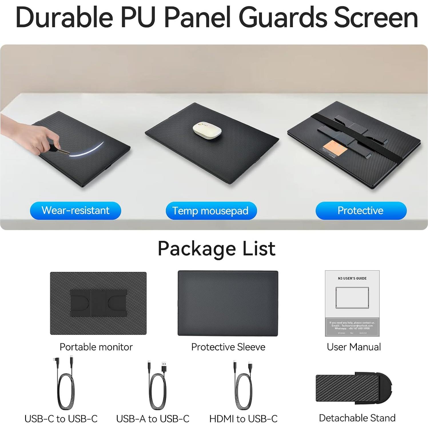 Monitor Portátil 16" DZVW FHD 1200P HDMI USB-C para Laptop