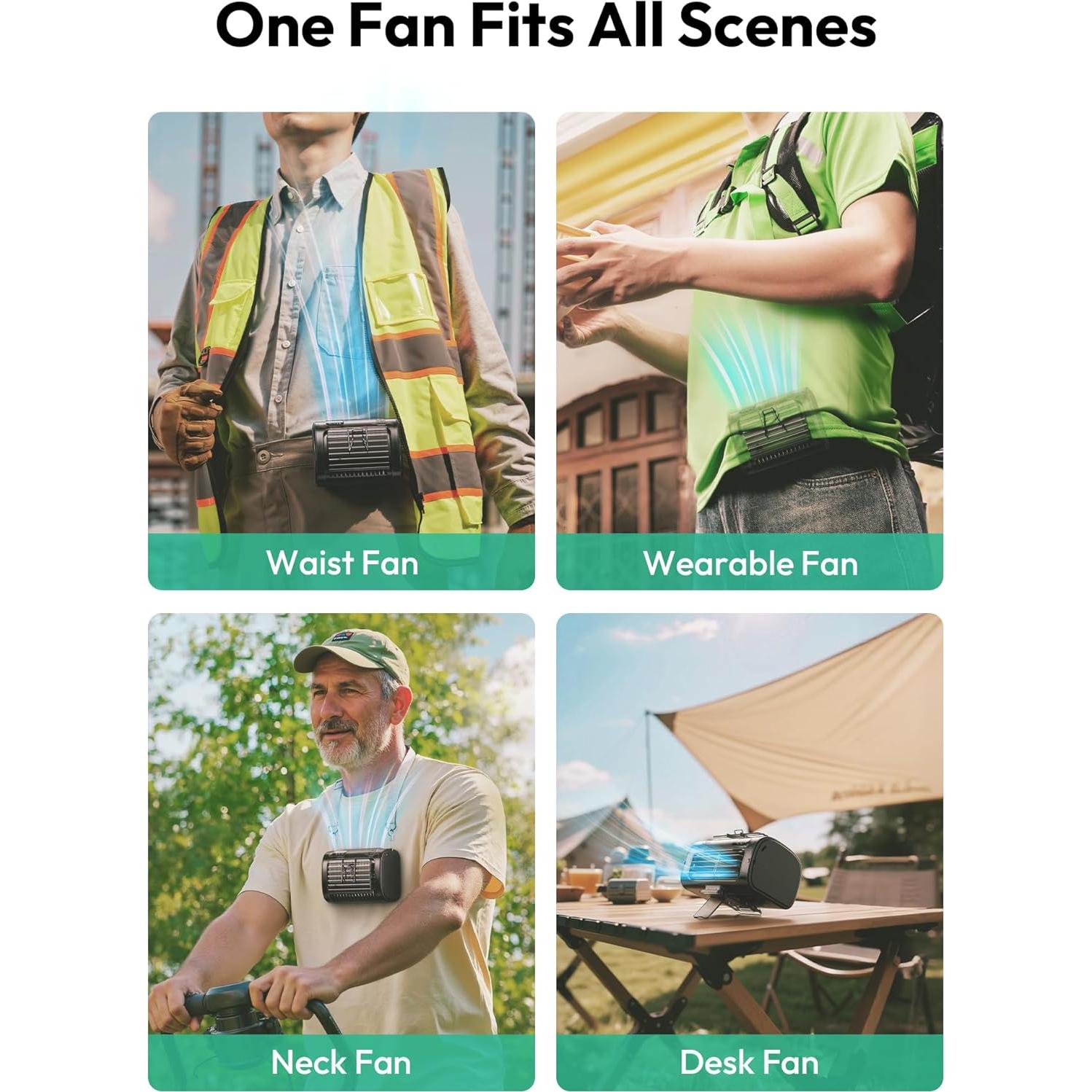 Ventilador Portátil Aecooly de Cintura con Linterna 5 Velocidades