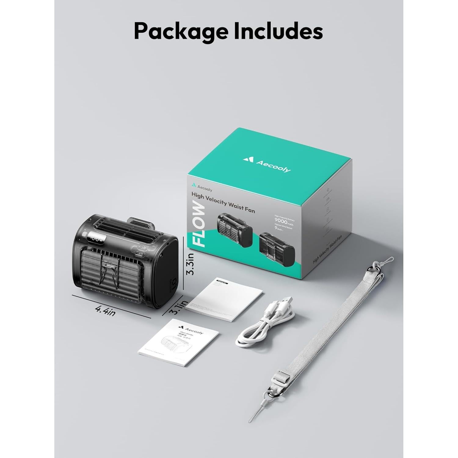 Ventilador Portátil Aecooly de Cintura con Linterna 5 Velocidades