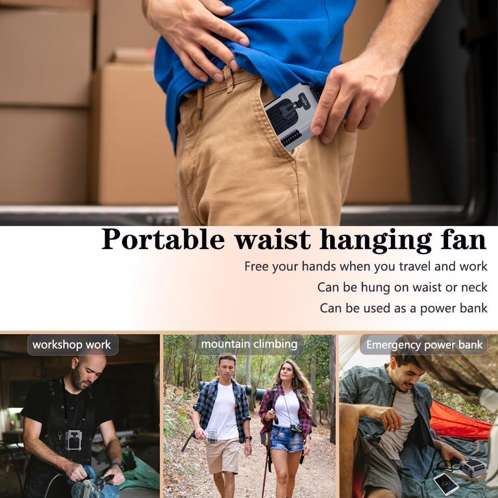 Ventilador Portátil CAZOKASI G60 Clip de Cintura 6000mAh