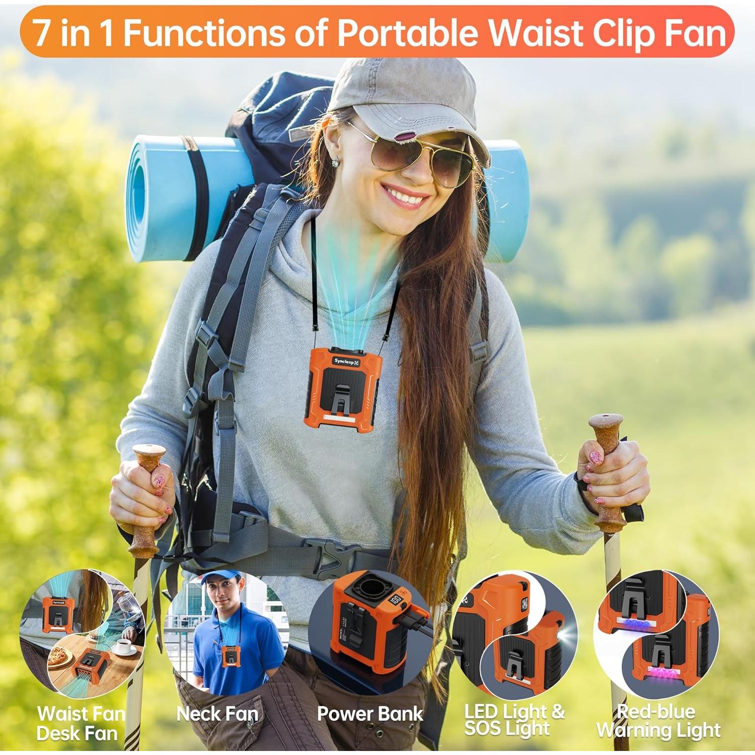 Ventilador de Cintura Portátil SynclaspX 2025 6 Velocidades 10000mAh