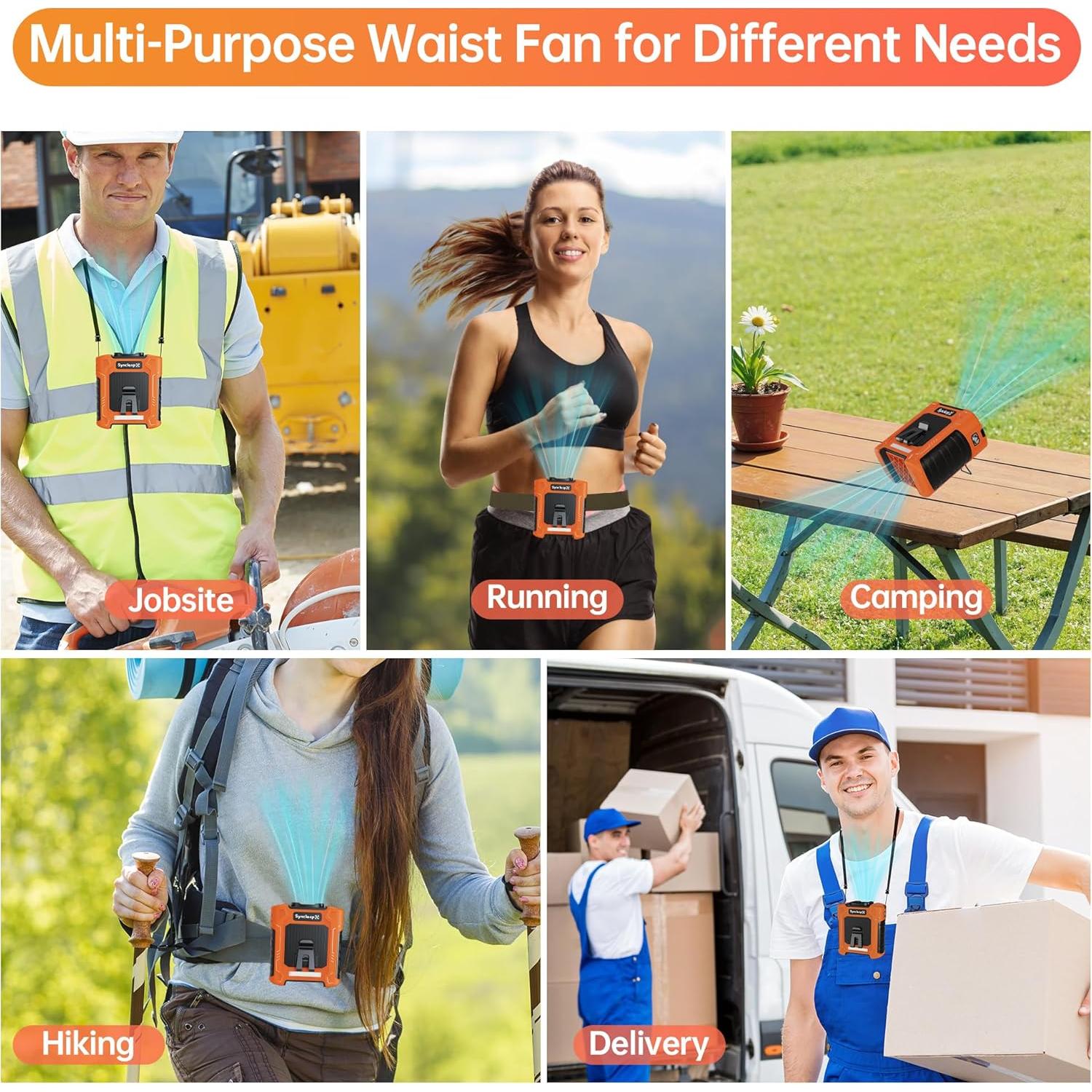 Ventilador de Cintura Portátil SynclaspX 2025 6 Velocidades 10000mAh