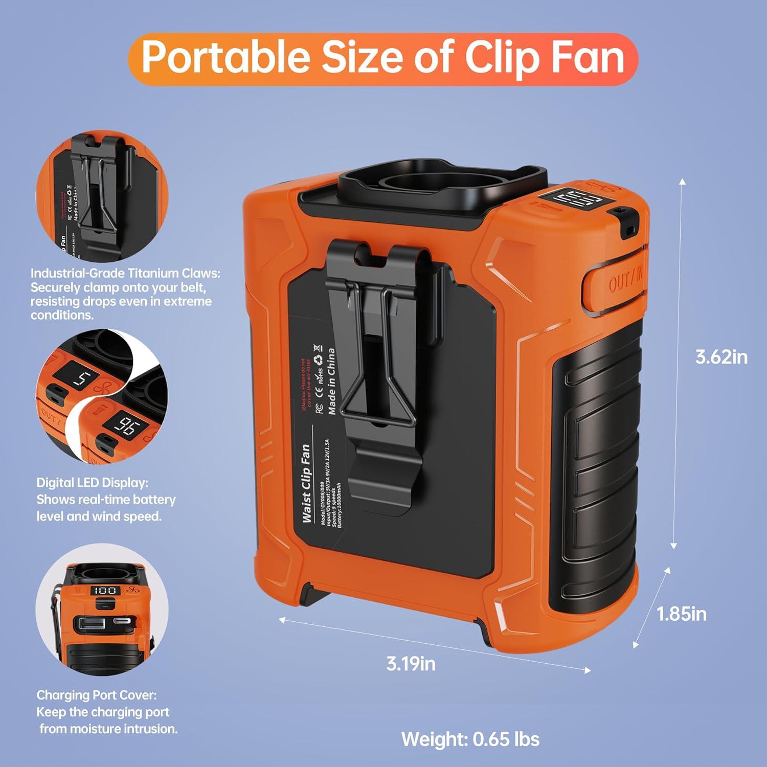 Ventilador de Cintura Portátil SynclaspX 2025 6 Velocidades 10000mAh