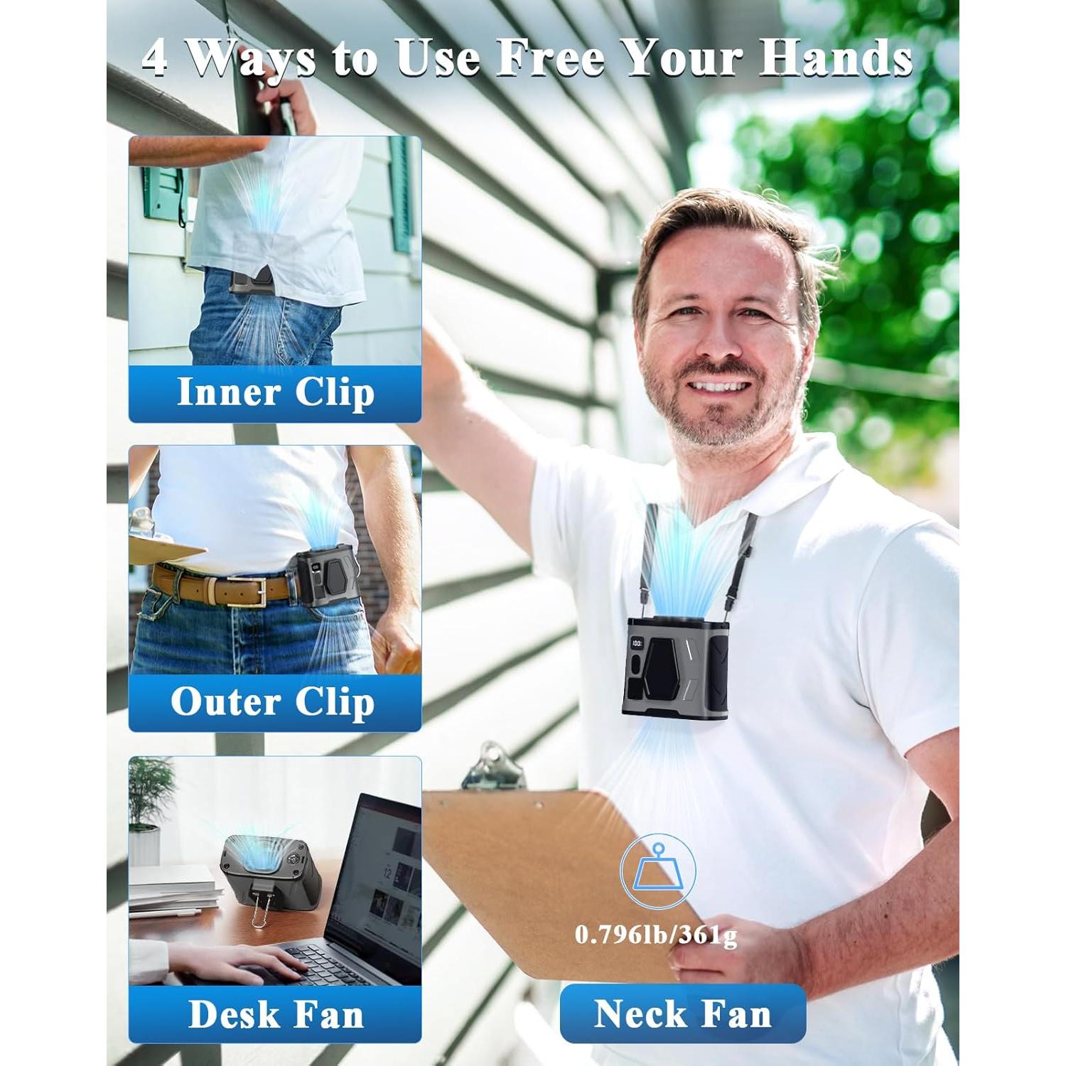 Ventilador Portátil Clip On CAMPERFECT 10000mAh 5 Velocidades