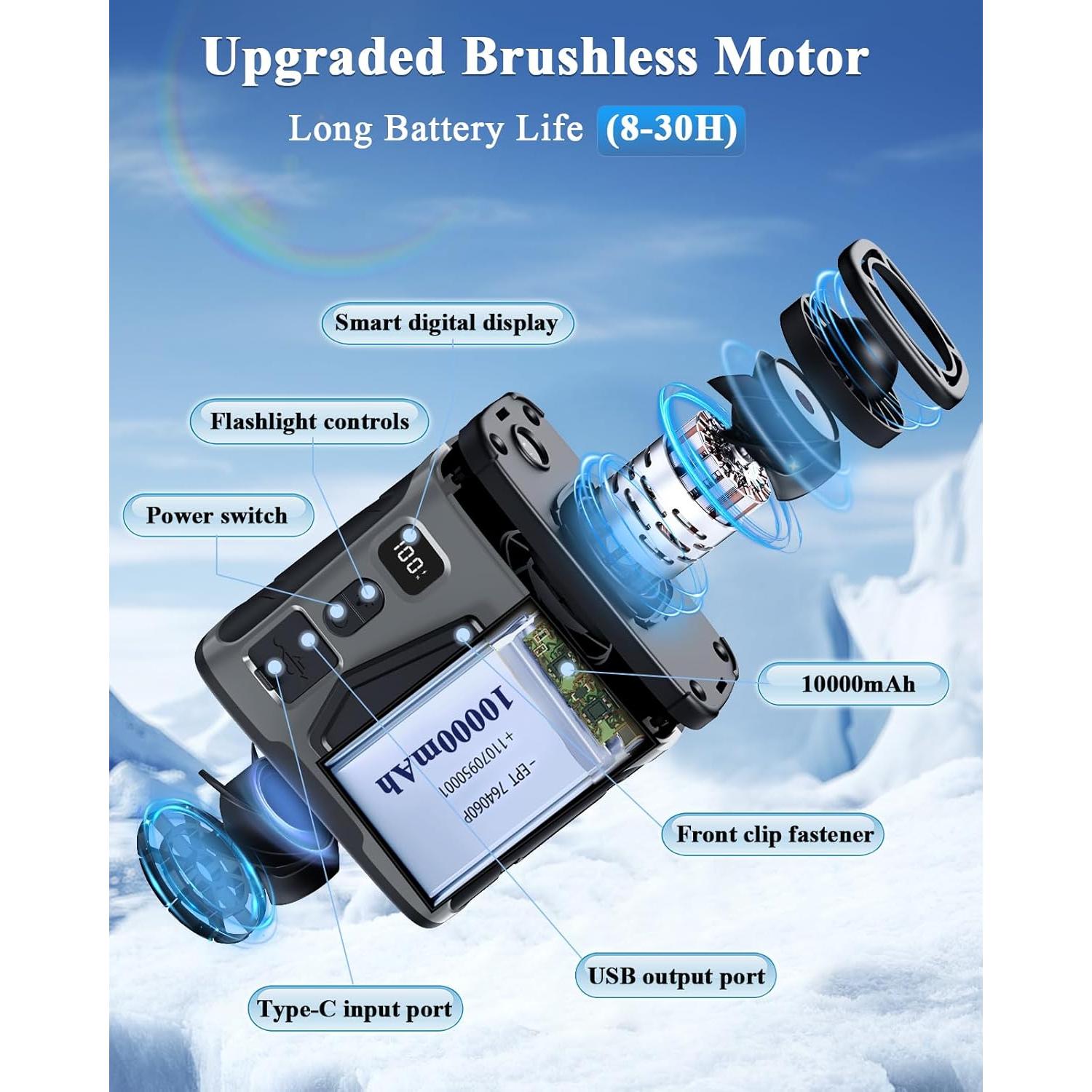 Ventilador Portátil Clip On CAMPERFECT 10000mAh 5 Velocidades