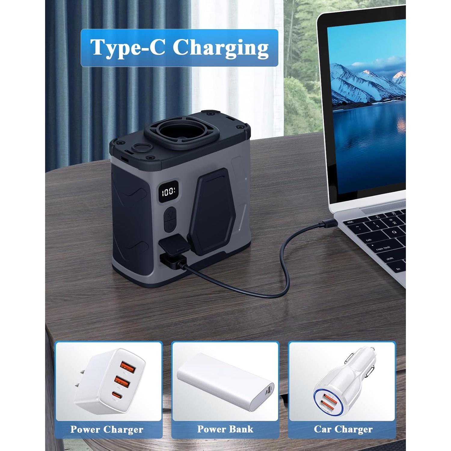 Ventilador Portátil Clip On CAMPERFECT 10000mAh 5 Velocidades