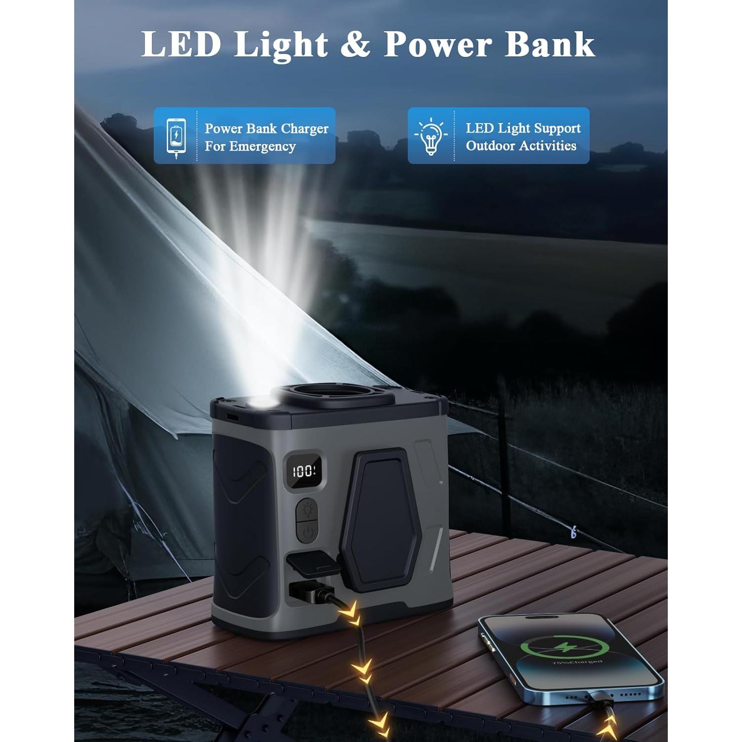 Ventilador Portátil Clip On CAMPERFECT 10000mAh 5 Velocidades